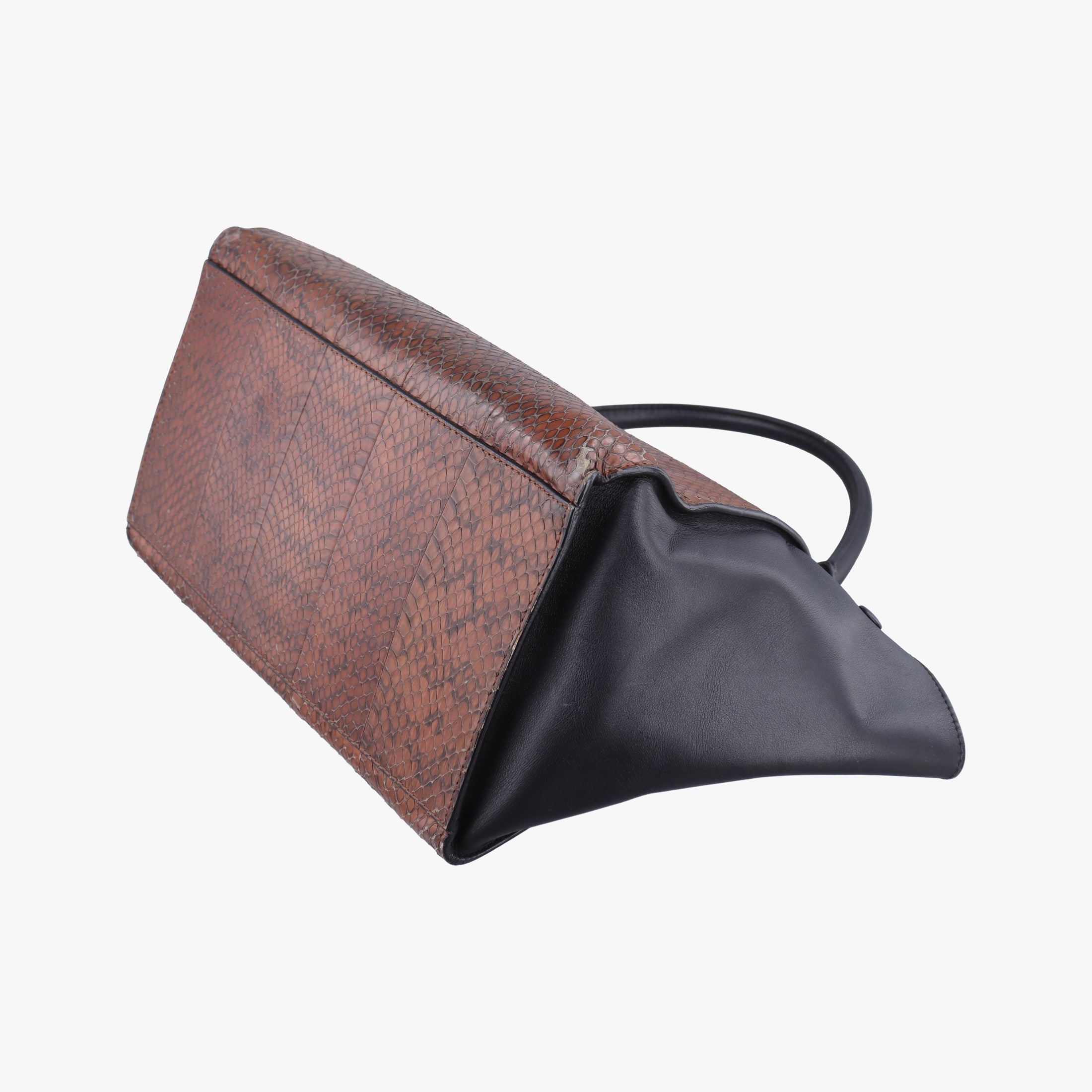 Secondhand Celine Trapeze Brown × Black Snakeskin × Leather  shoulderbag | stylenewstar