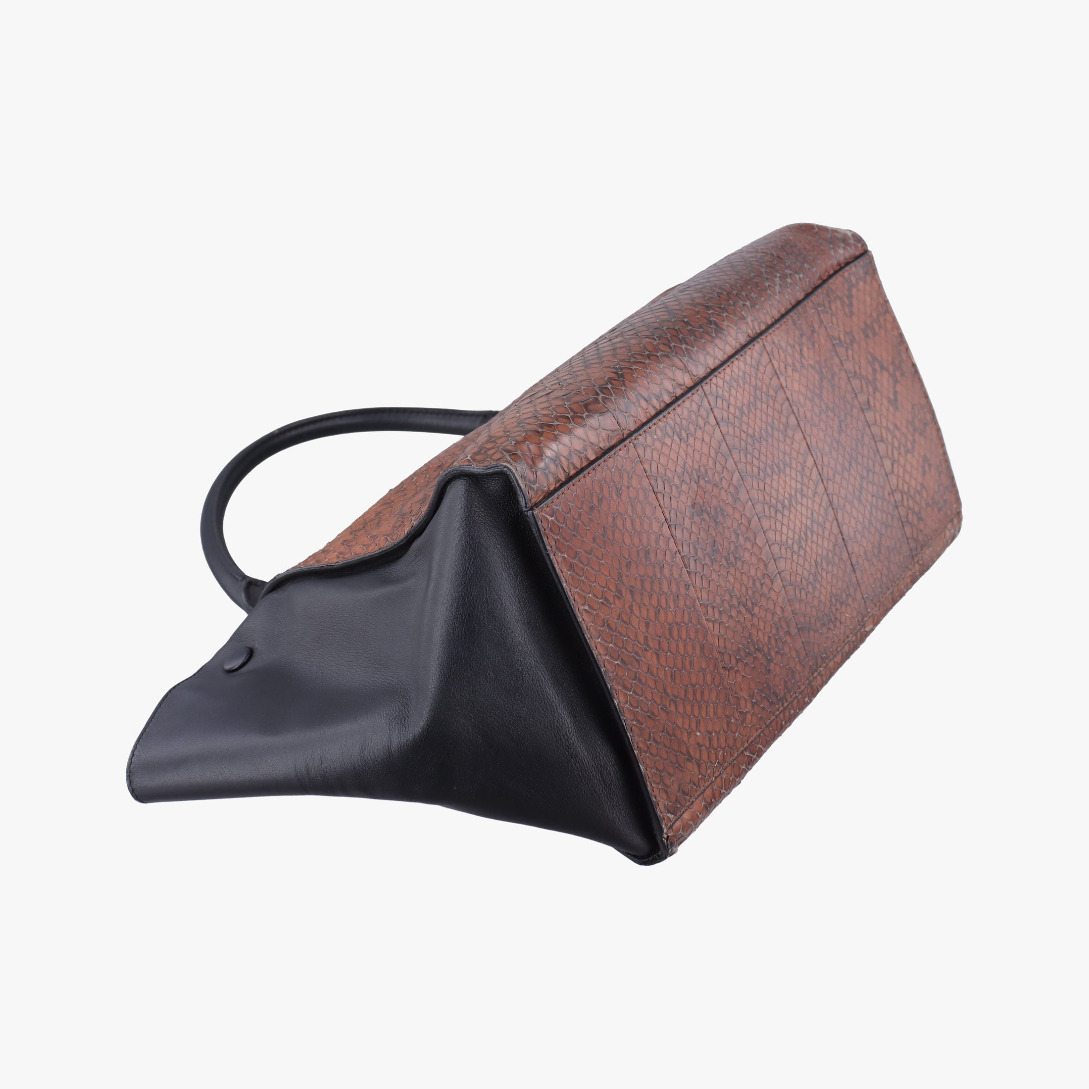 Secondhand Celine Trapeze Brown × Black Snakeskin × Leather  shoulderbag | stylenewstar