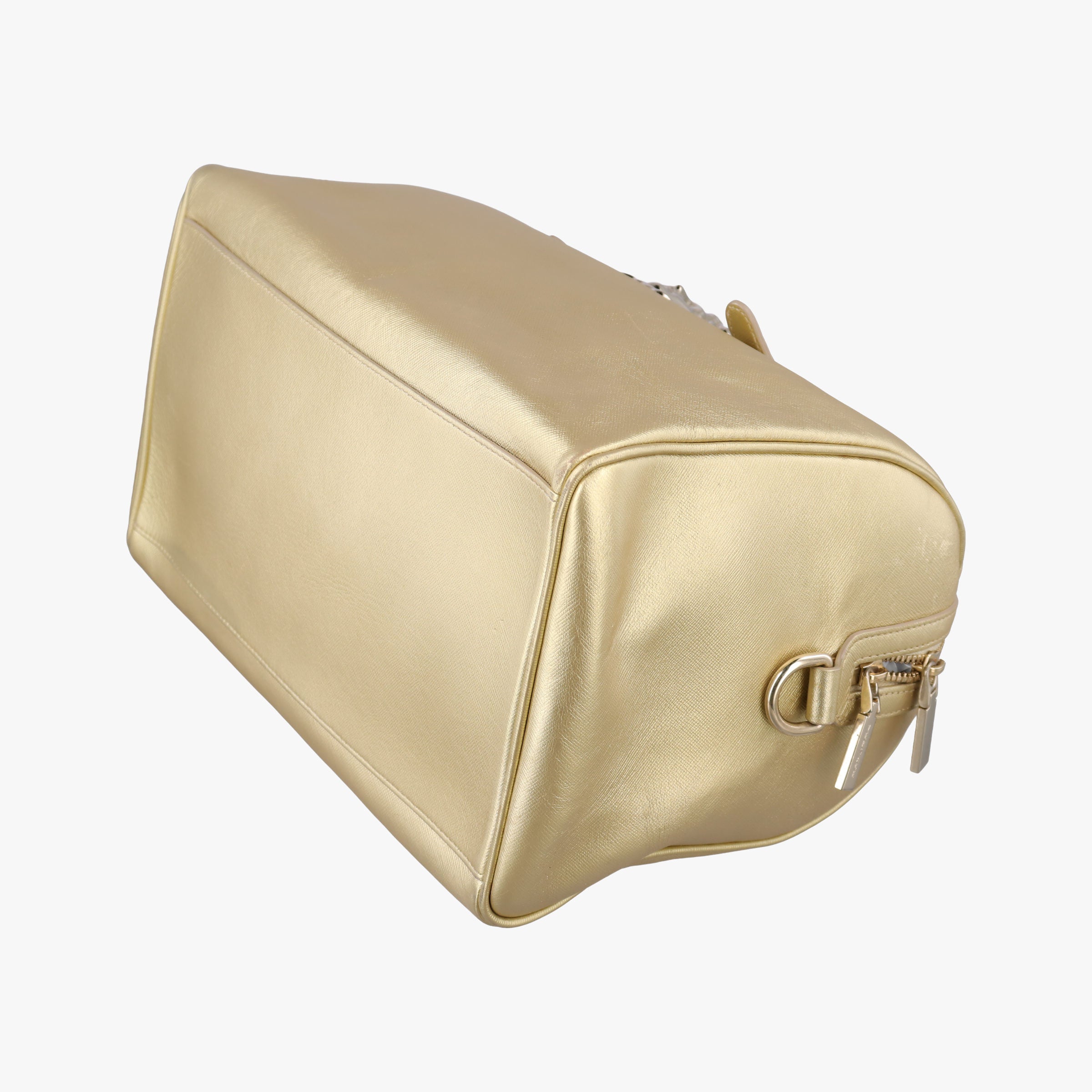 Pre-owned VERSACE La Medusa Palazzo bowling Golden Leather  shoulderbag | stylenewstar