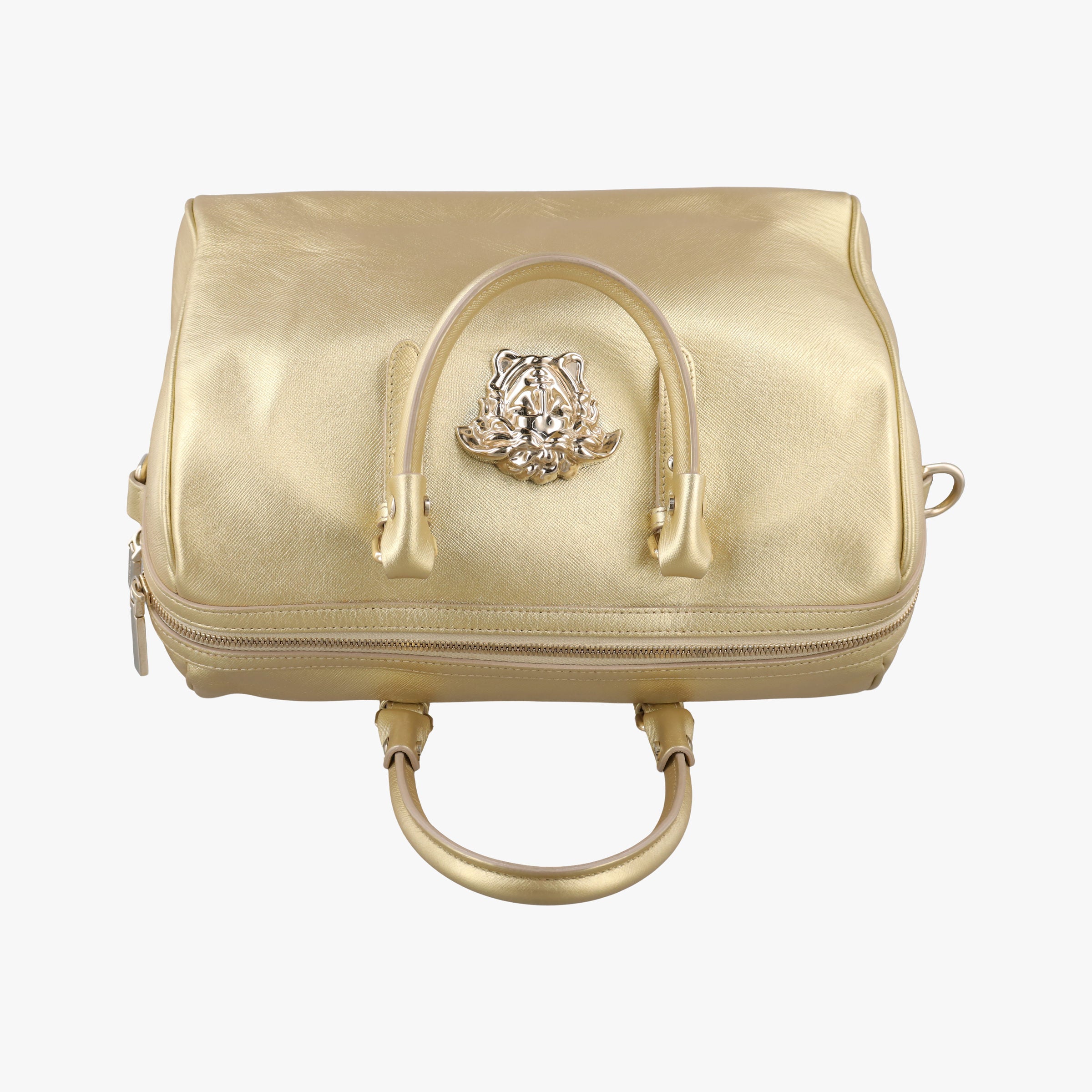 Pre-owned VERSACE La Medusa Palazzo bowling Golden Leather  shoulderbag | stylenewstar