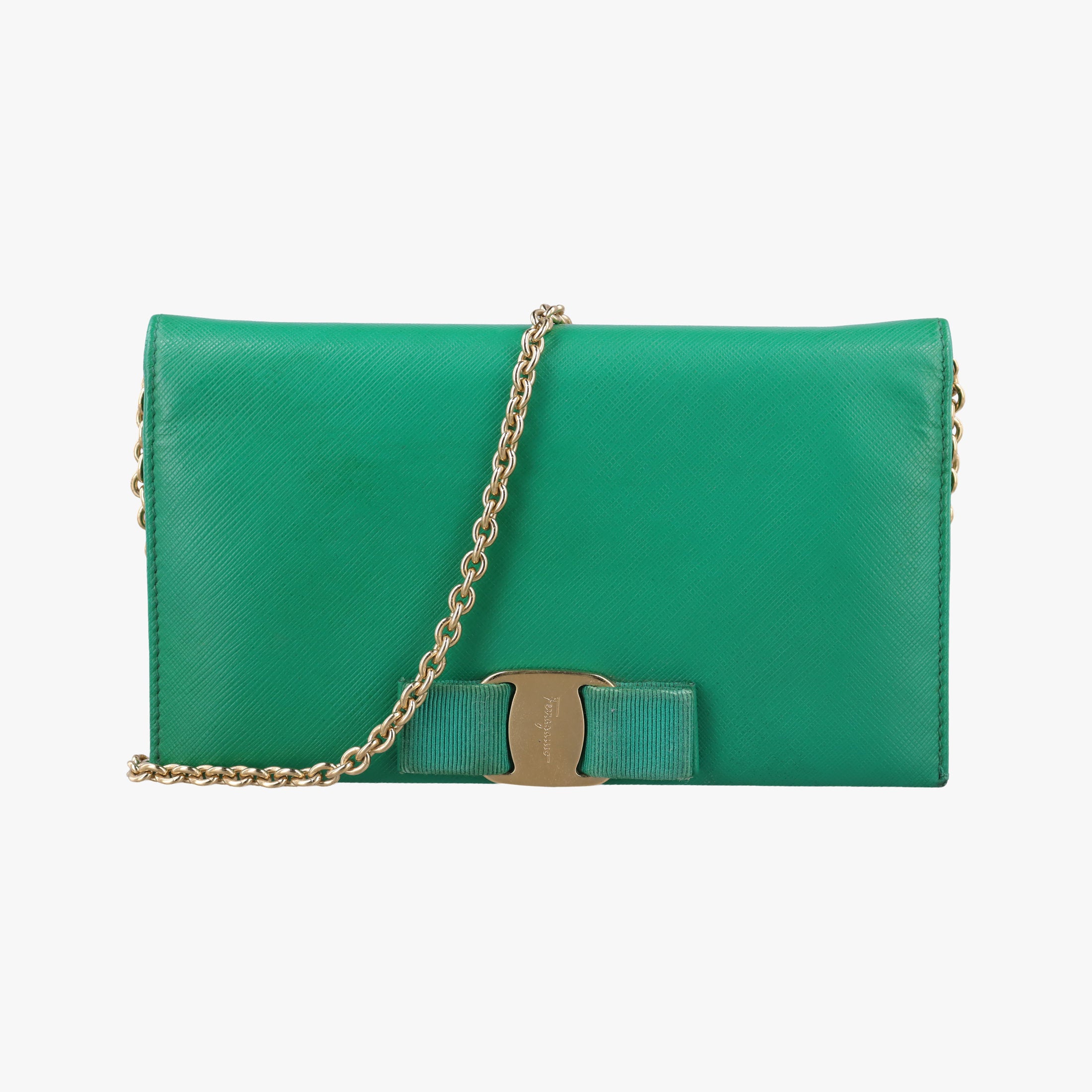 Secondhand Ferragamo Ginny Vara Green Leather  shoulderbag | stylenewstar