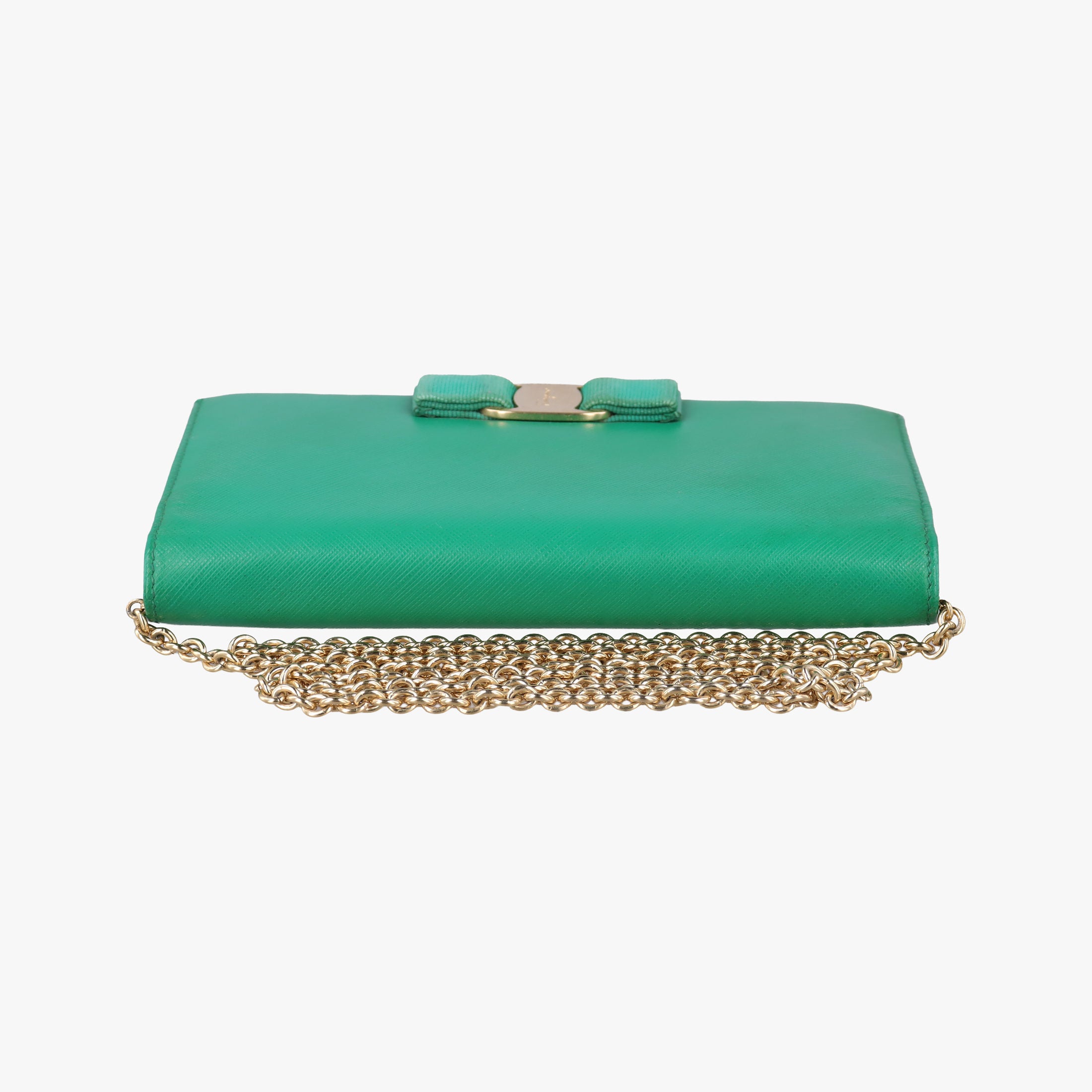 Secondhand Ferragamo Ginny Vara Green Leather  shoulderbag | stylenewstar