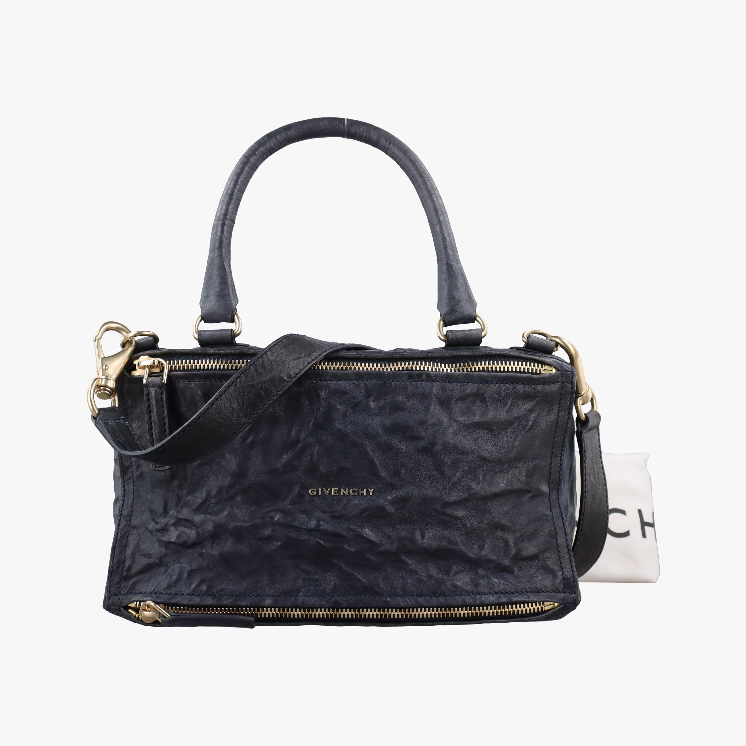 Pre-owned Givenchy Pandora Navy Leather  shoulderbag | stylenewstar