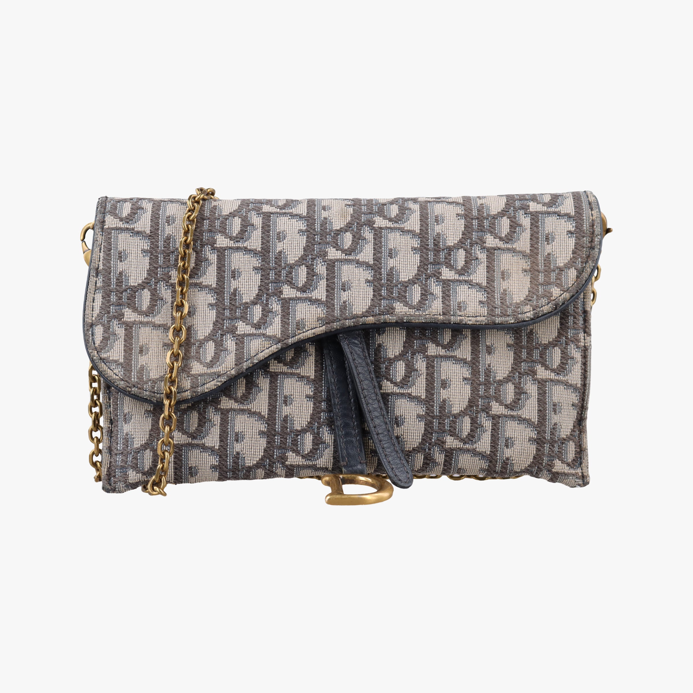 Vintage Christian Dior Saddle Navy×Gray jacquard  shoulderbag | stylenewstar