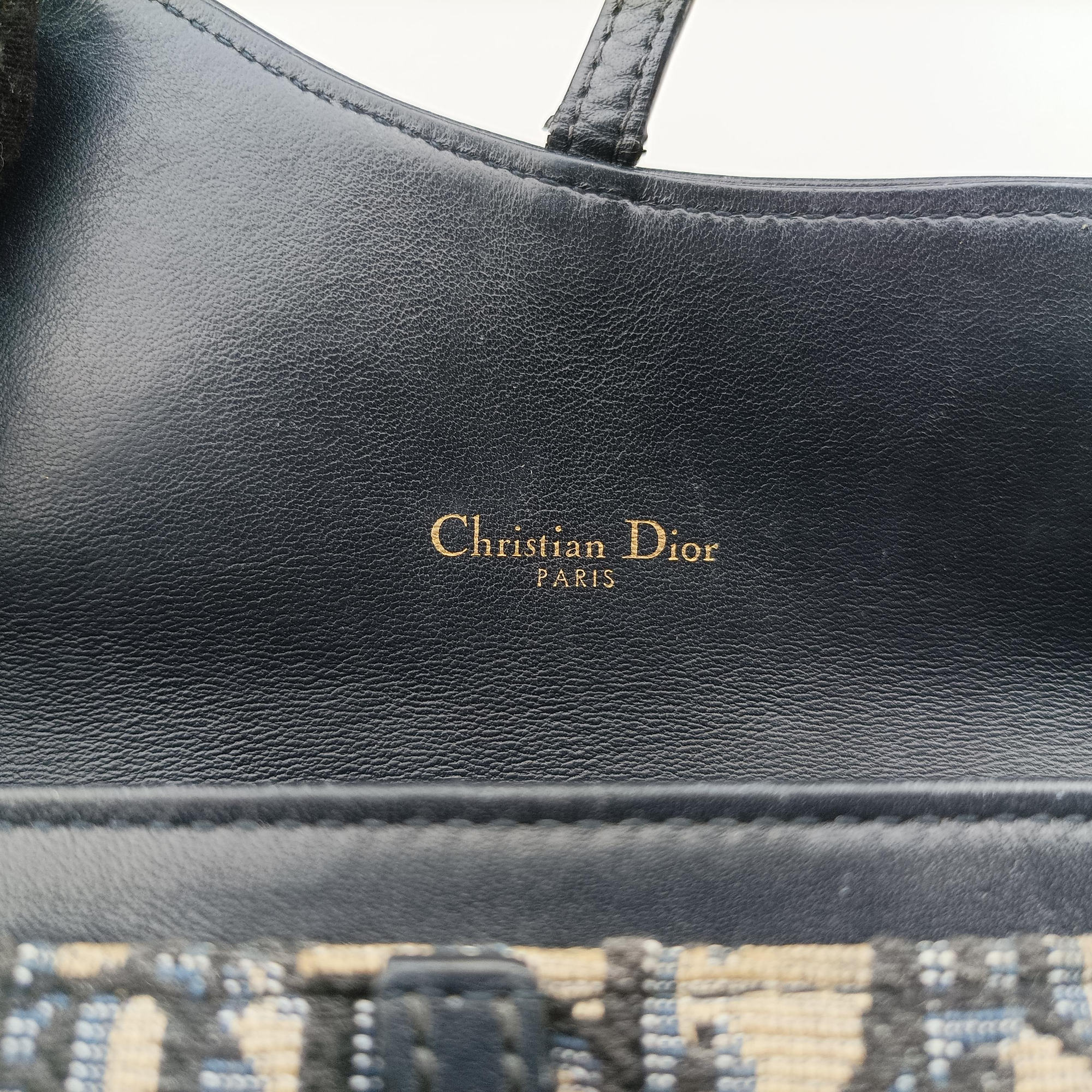 Vintage Christian Dior Saddle Navy×Gray jacquard  shoulderbag | stylenewstar
