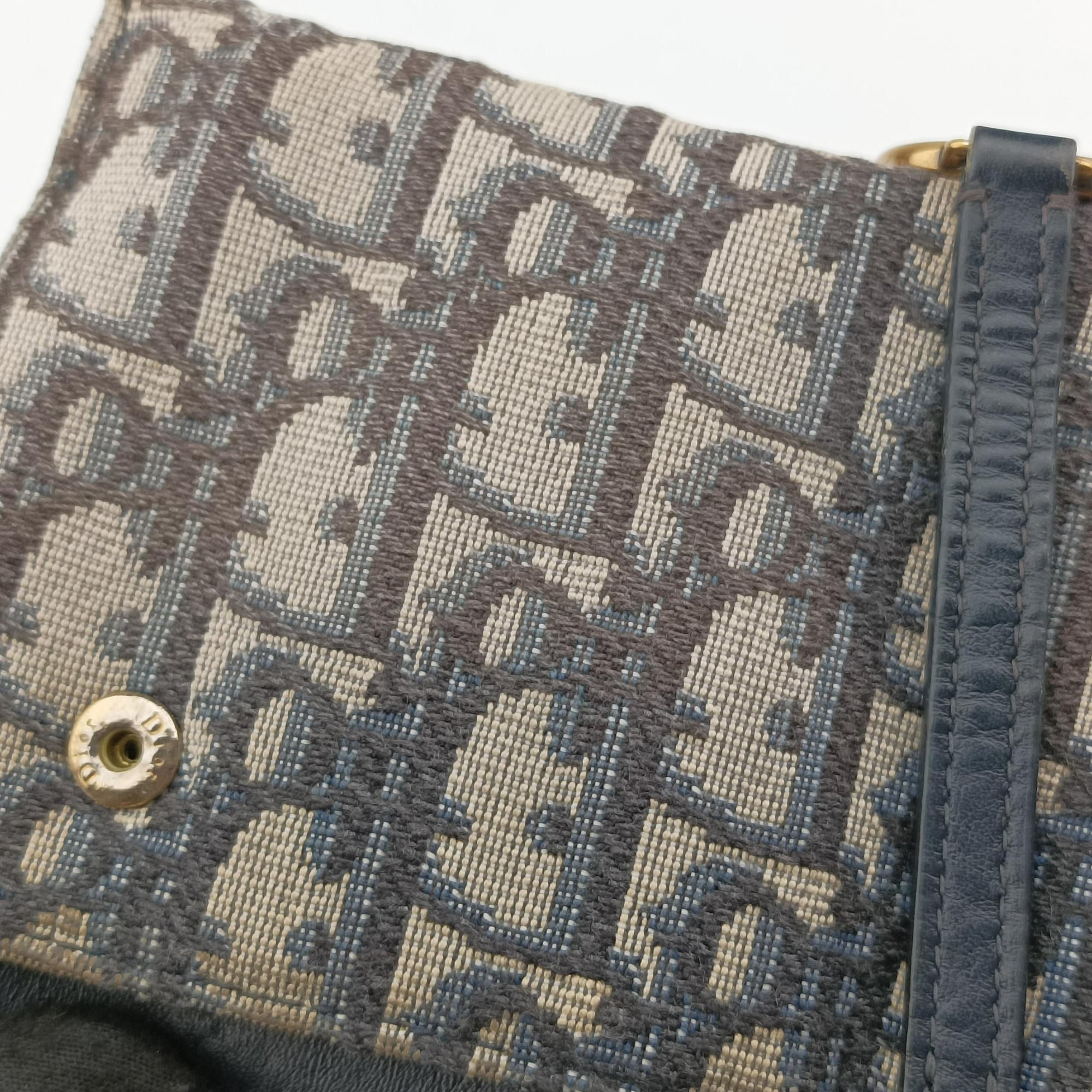 Vintage Christian Dior Saddle Navy×Gray jacquard  shoulderbag | stylenewstar