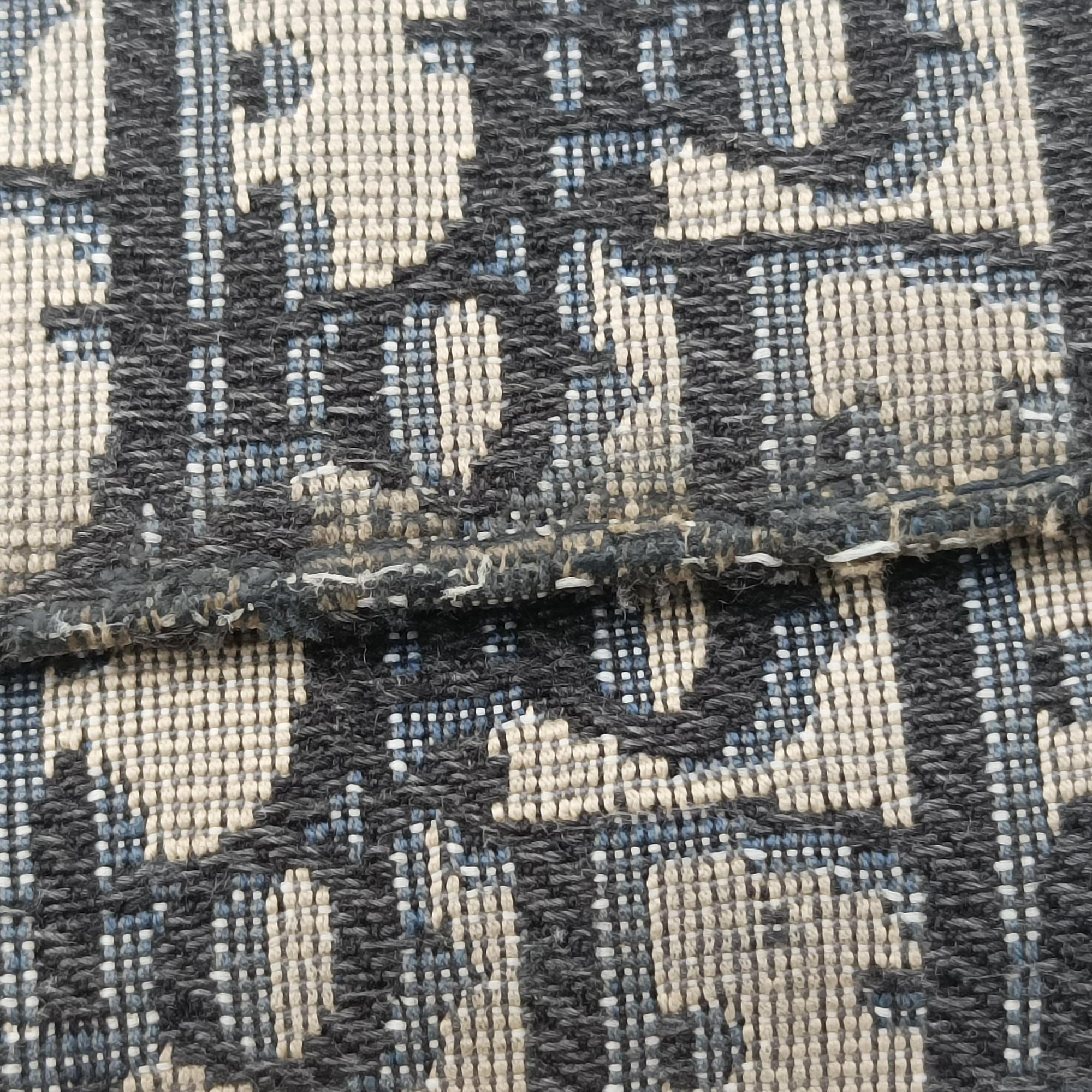 Vintage Christian Dior Saddle Navy×Gray jacquard  shoulderbag | stylenewstar