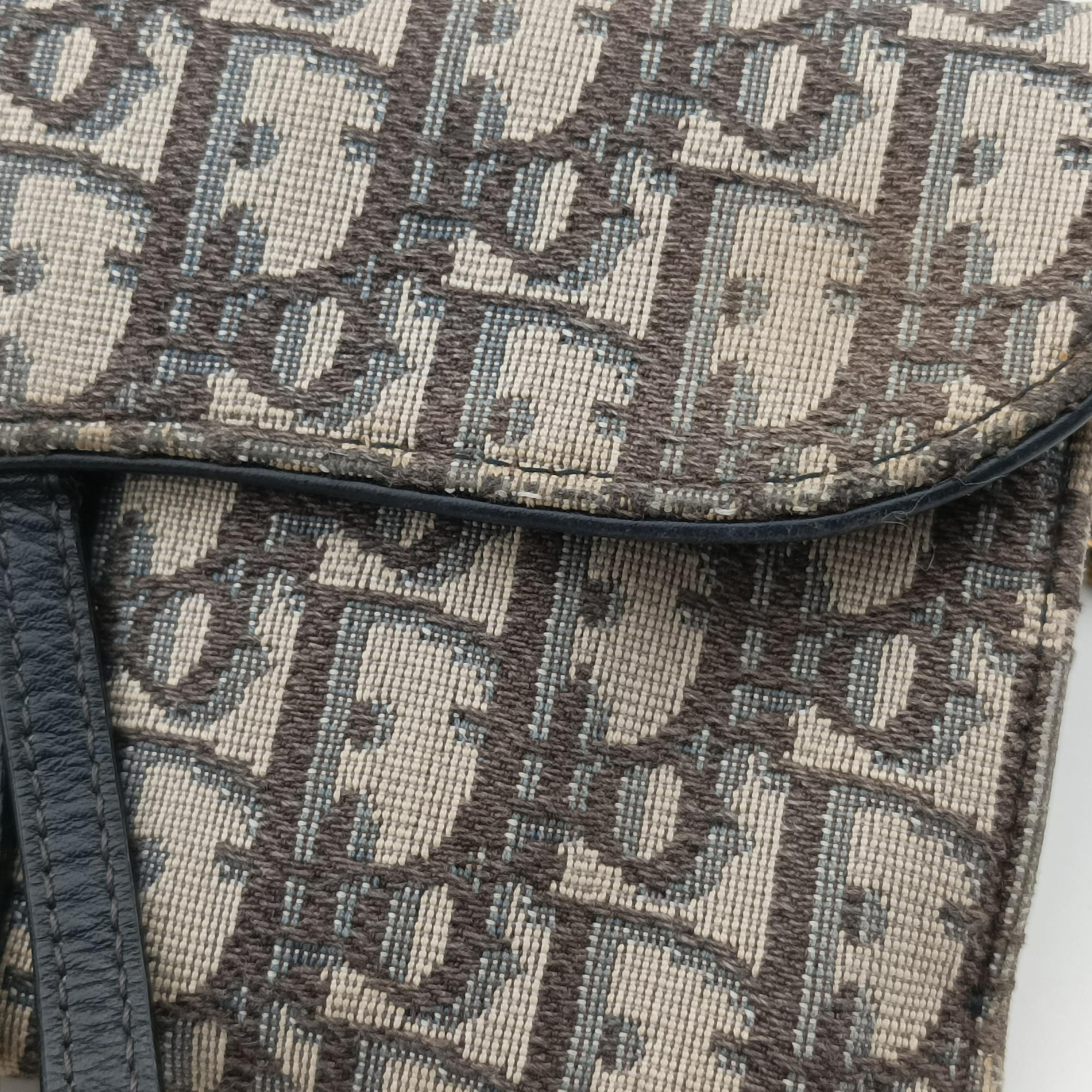 Vintage Christian Dior Saddle Navy×Gray jacquard  shoulderbag | stylenewstar