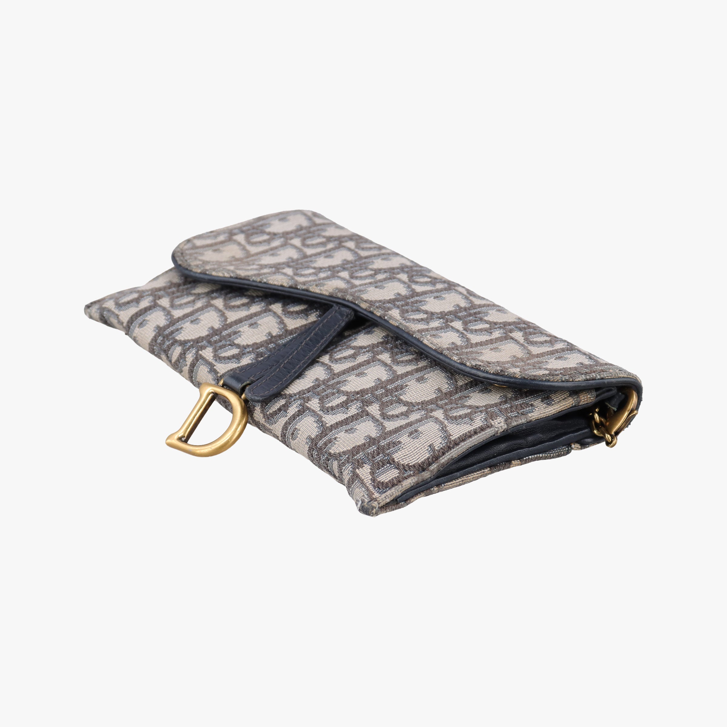 Vintage Christian Dior Saddle Navy×Gray jacquard  shoulderbag | stylenewstar