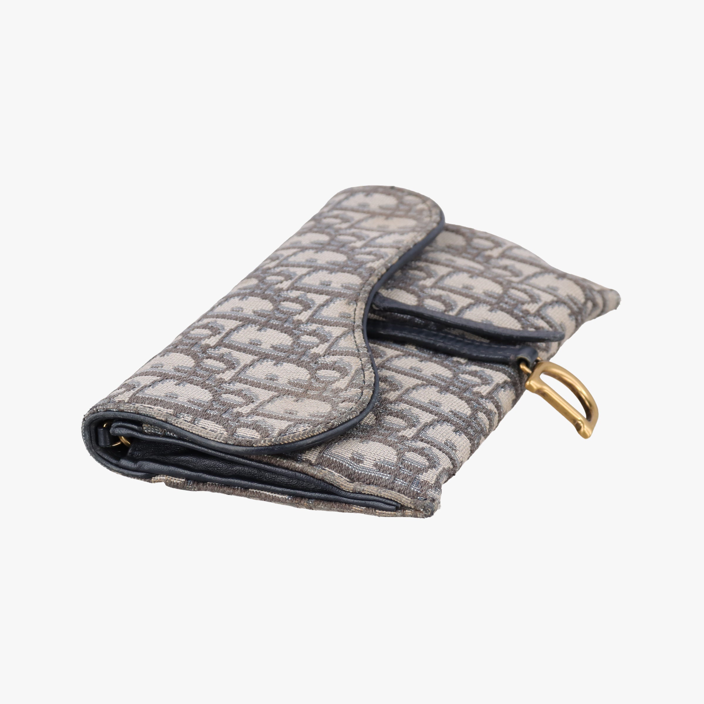 Vintage Christian Dior Saddle Navy×Gray jacquard  shoulderbag | stylenewstar