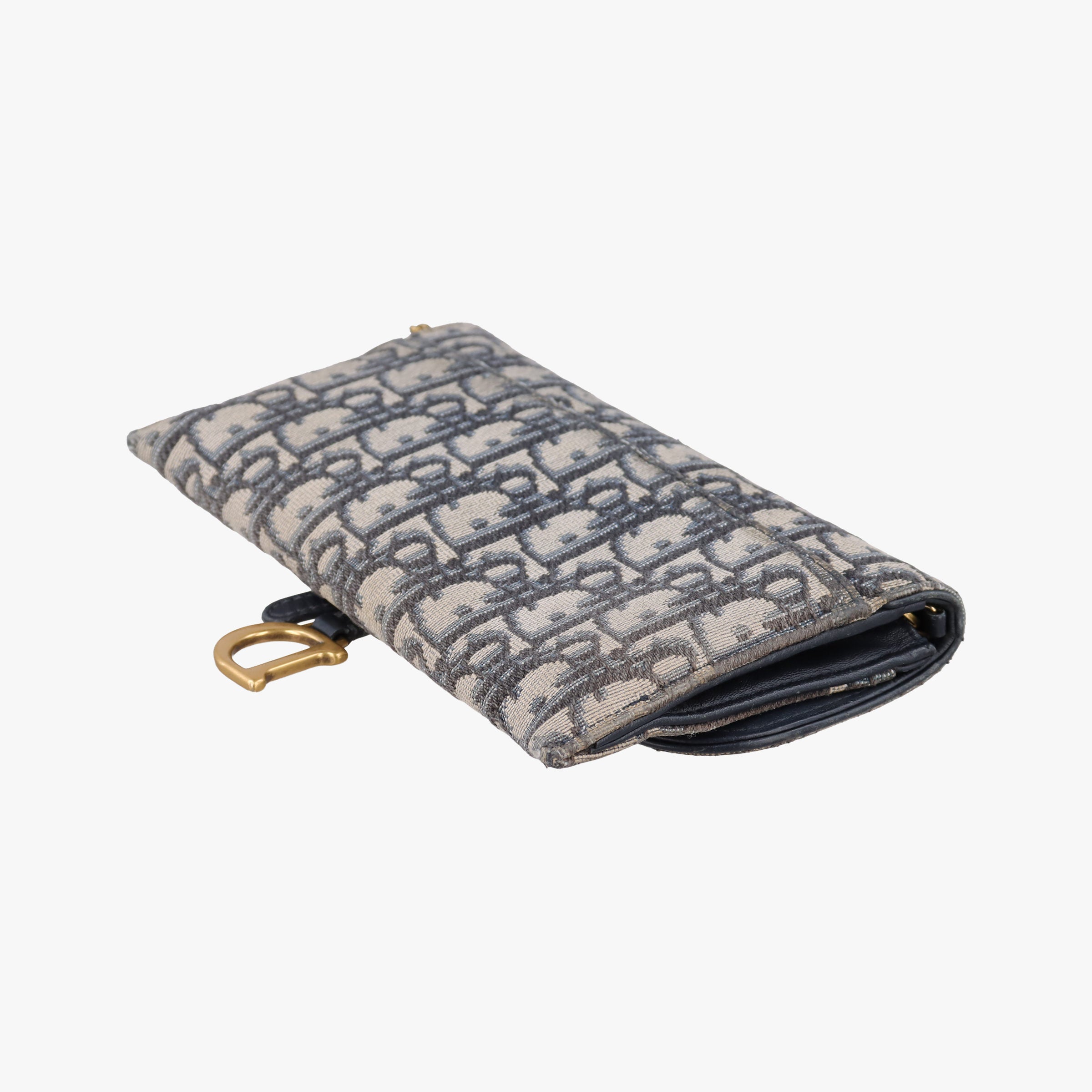 Vintage Christian Dior Saddle Navy×Gray jacquard  shoulderbag | stylenewstar