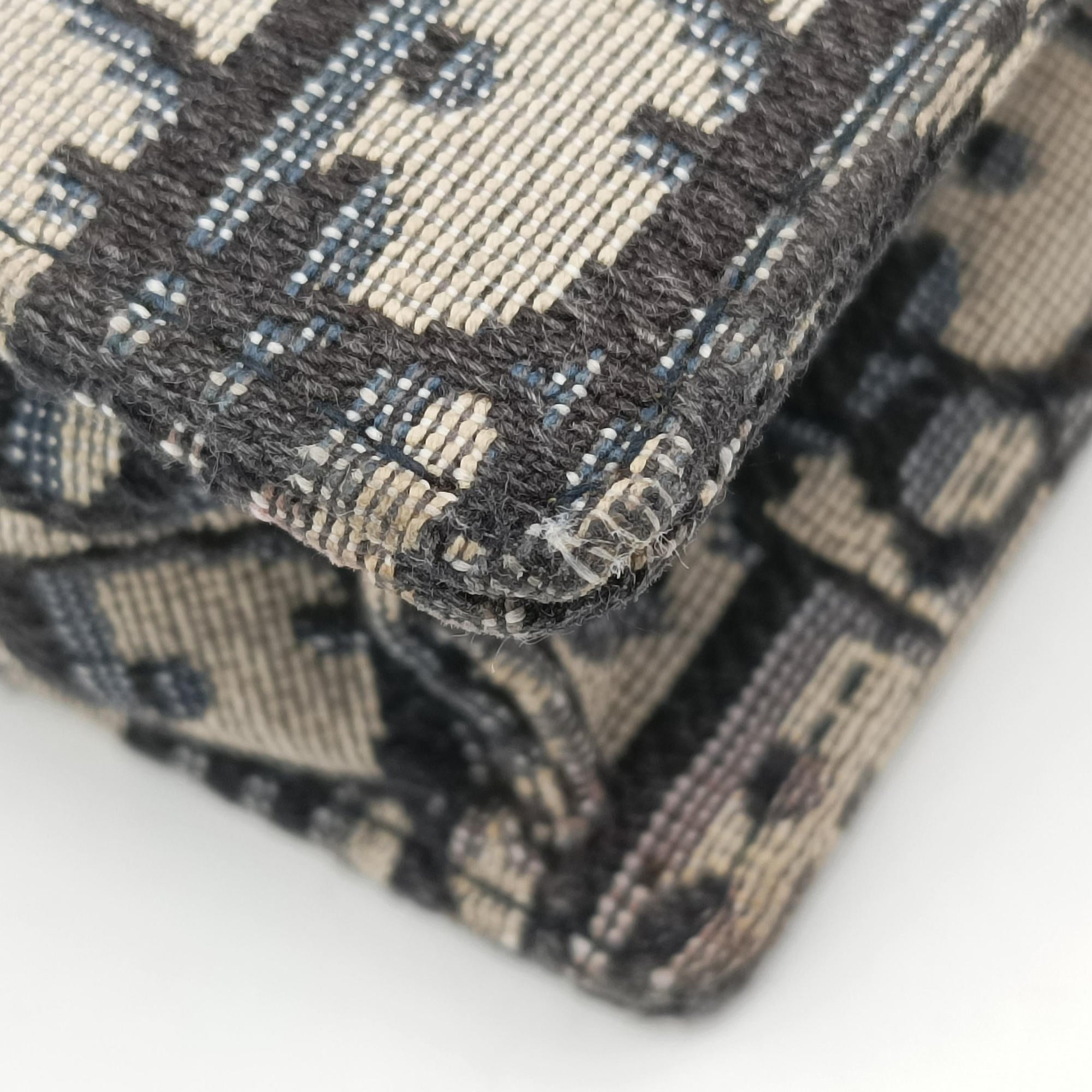 Pre-owned Christian Dior Saddle Navy×Gray jacquard  shoulderbag | stylenewstar