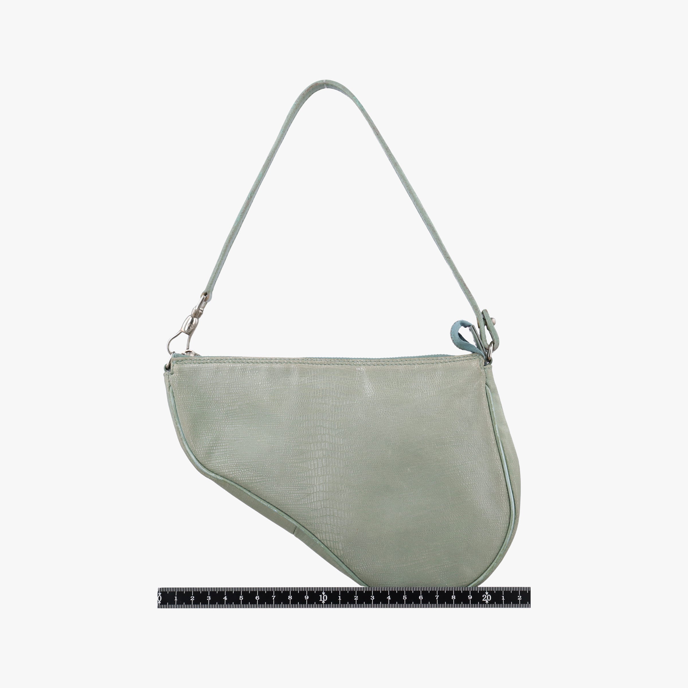 Pre-owned Christian Dior Saddle Green Lizard-Embossed Leather  handbag | stylenewstar