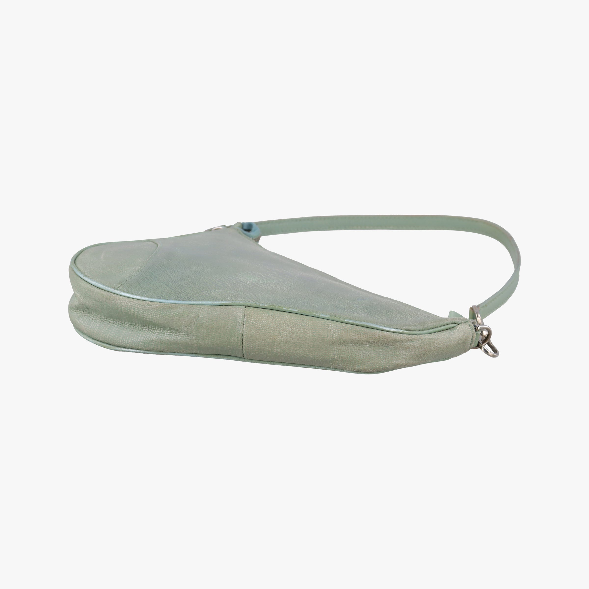 Pre-owned Christian Dior Saddle Green Lizard-Embossed Leather  handbag | stylenewstar