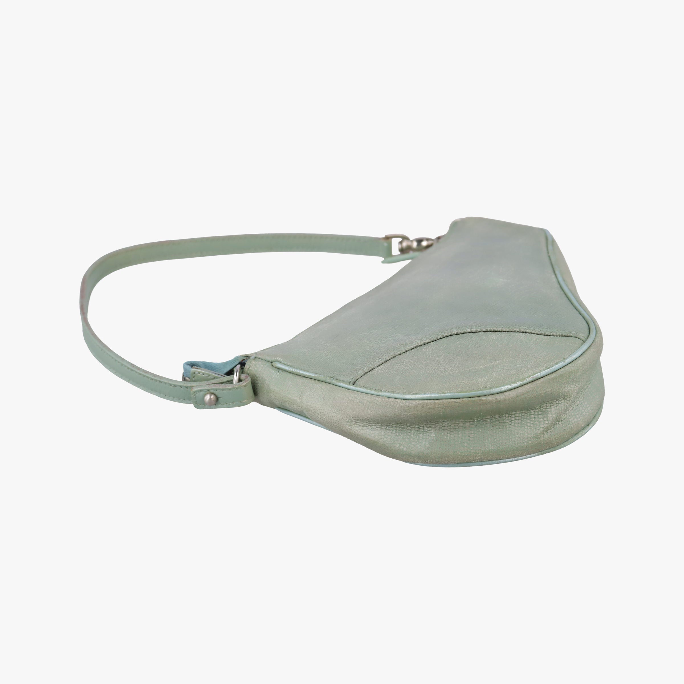 Pre-owned Christian Dior Saddle Green Lizard-Embossed Leather  handbag | stylenewstar