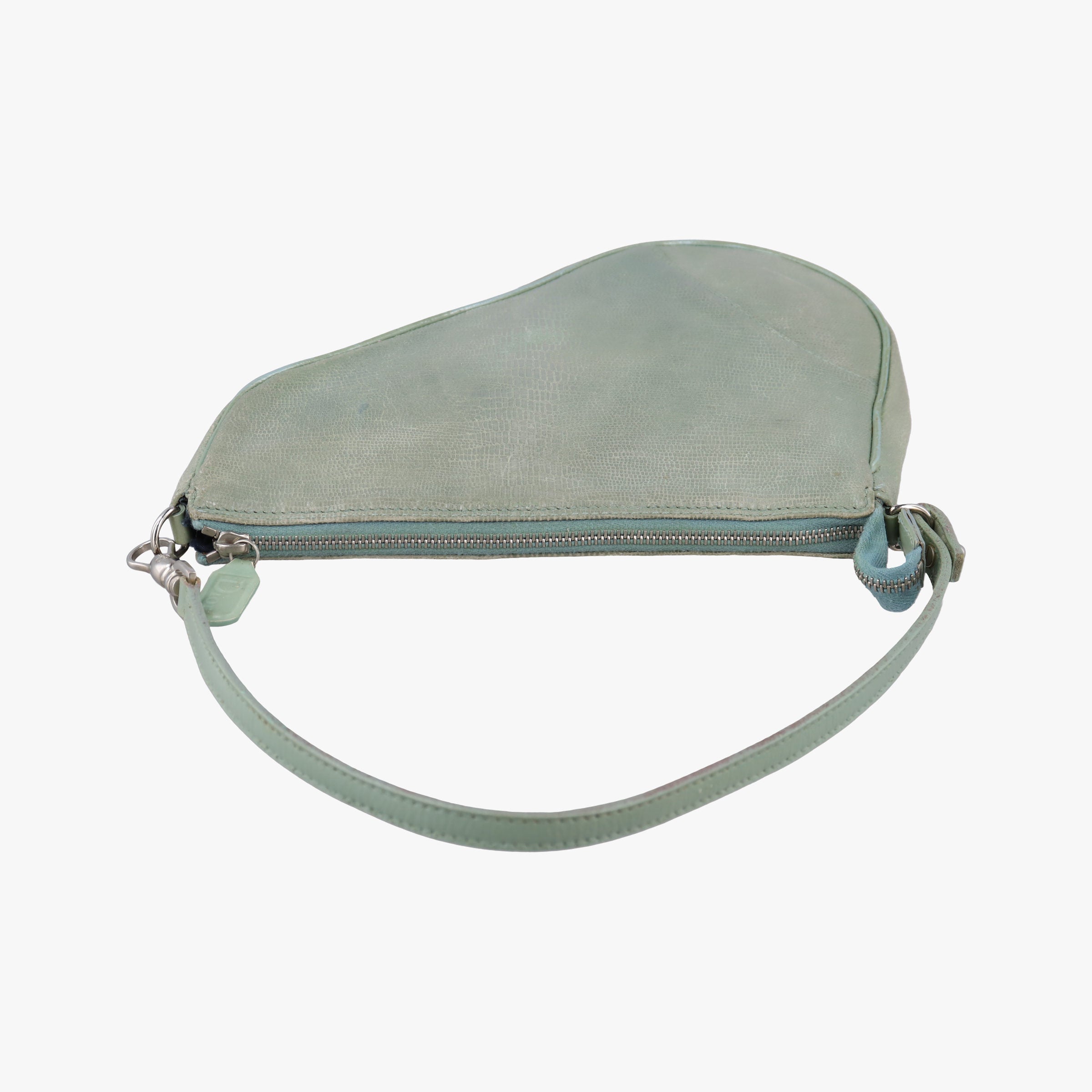 Pre-owned Christian Dior Saddle Green Lizard-Embossed Leather  handbag | stylenewstar