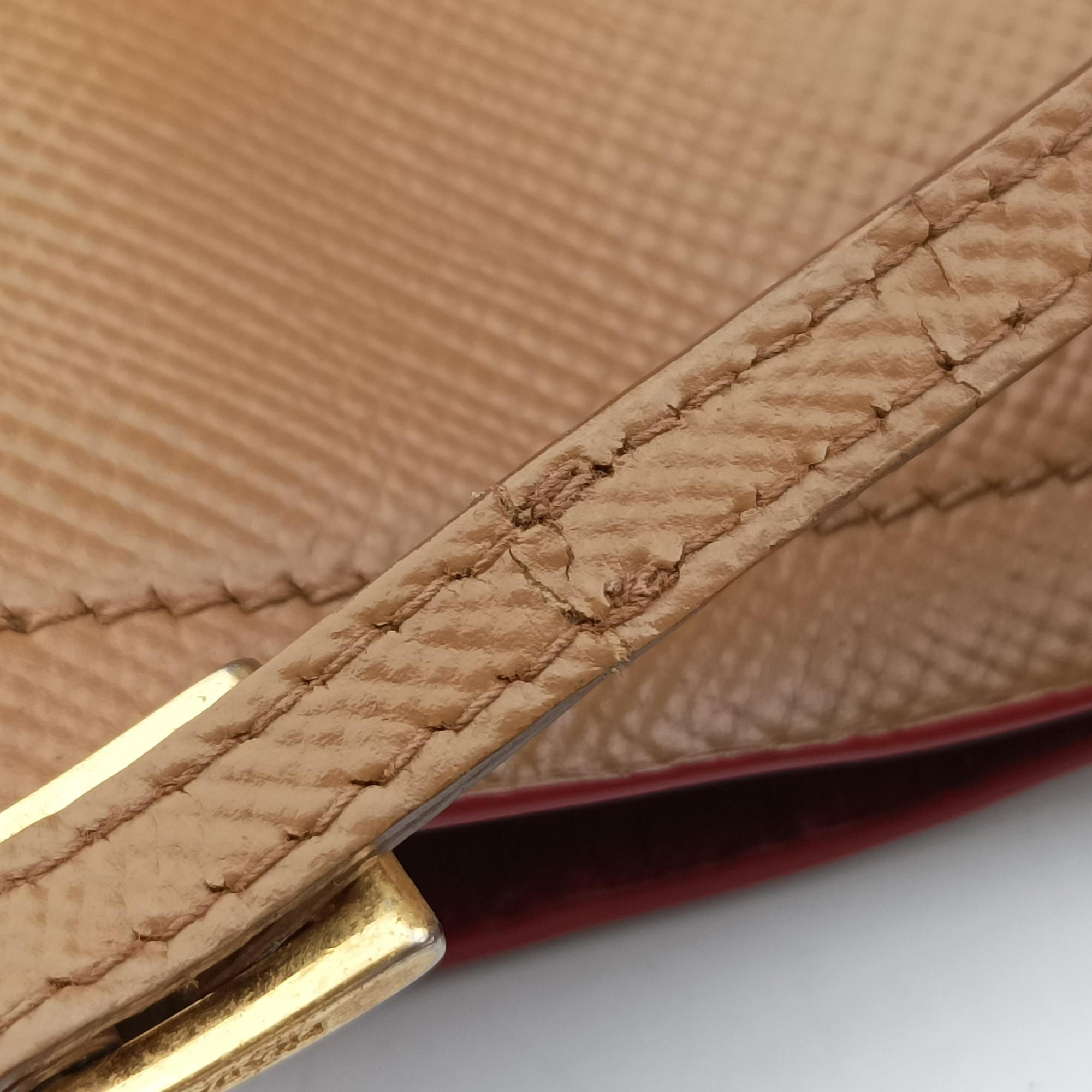 Secondhand Prada Double Cuir Camel SAFFIANO Leather BN2755 shoulderbag | stylenewstar