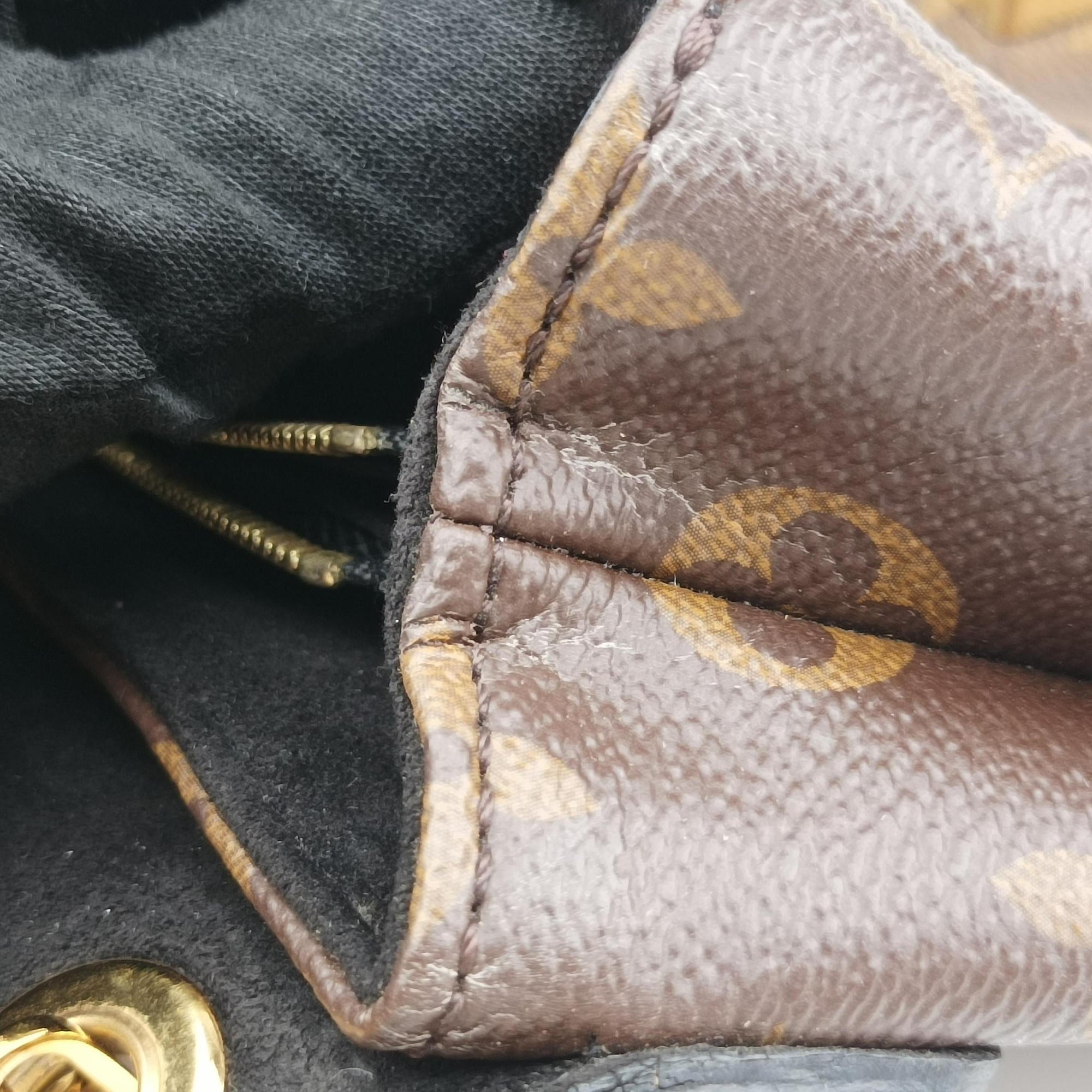 Pre-owned Louis Vuitton PALLAS Chain Brown×Noir Monogram Canvas×calf leather M41223 shoulderbag | stylenewstar