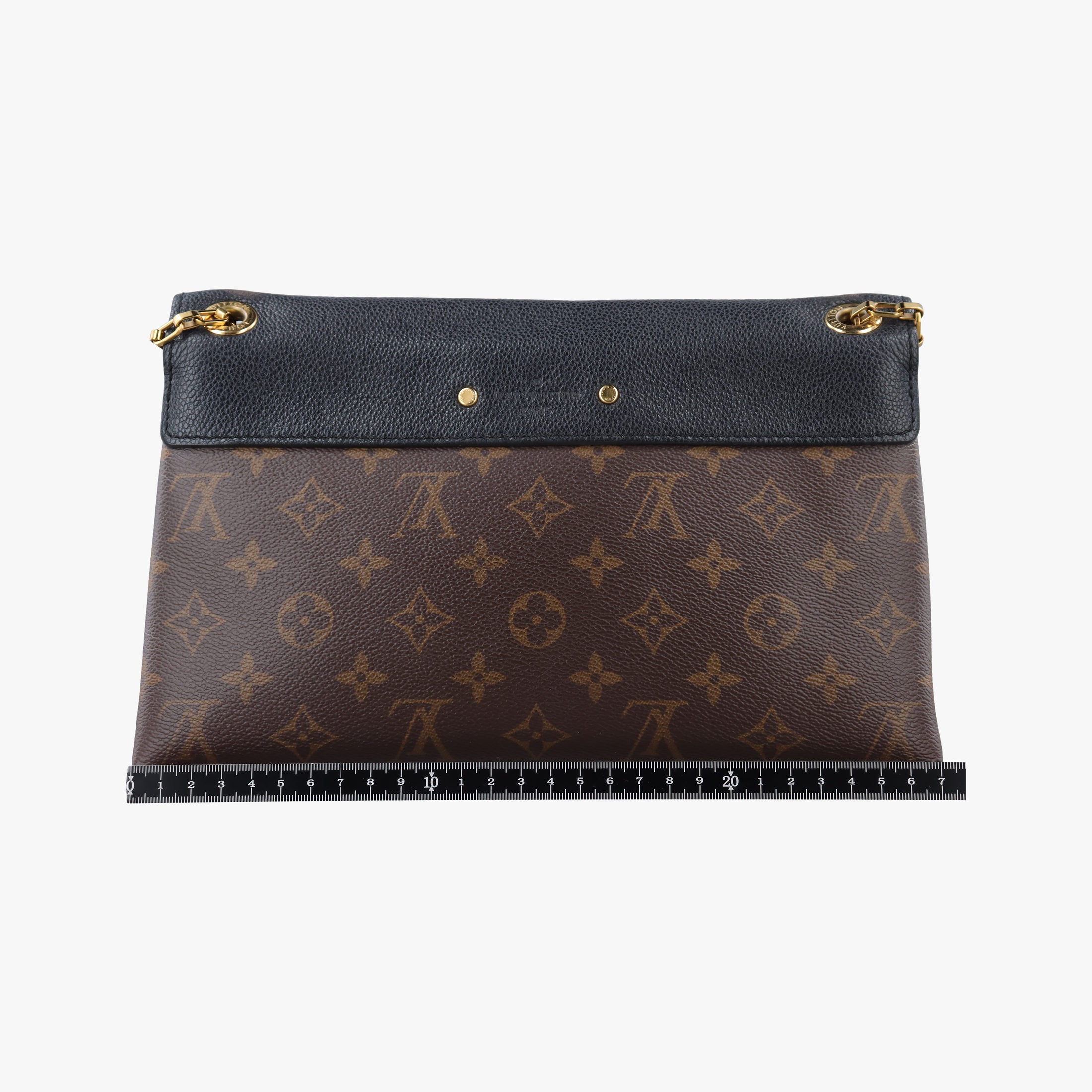 Pre-owned Louis Vuitton PALLAS Chain Brown×Noir Monogram Canvas×calf leather M41223 shoulderbag | stylenewstar