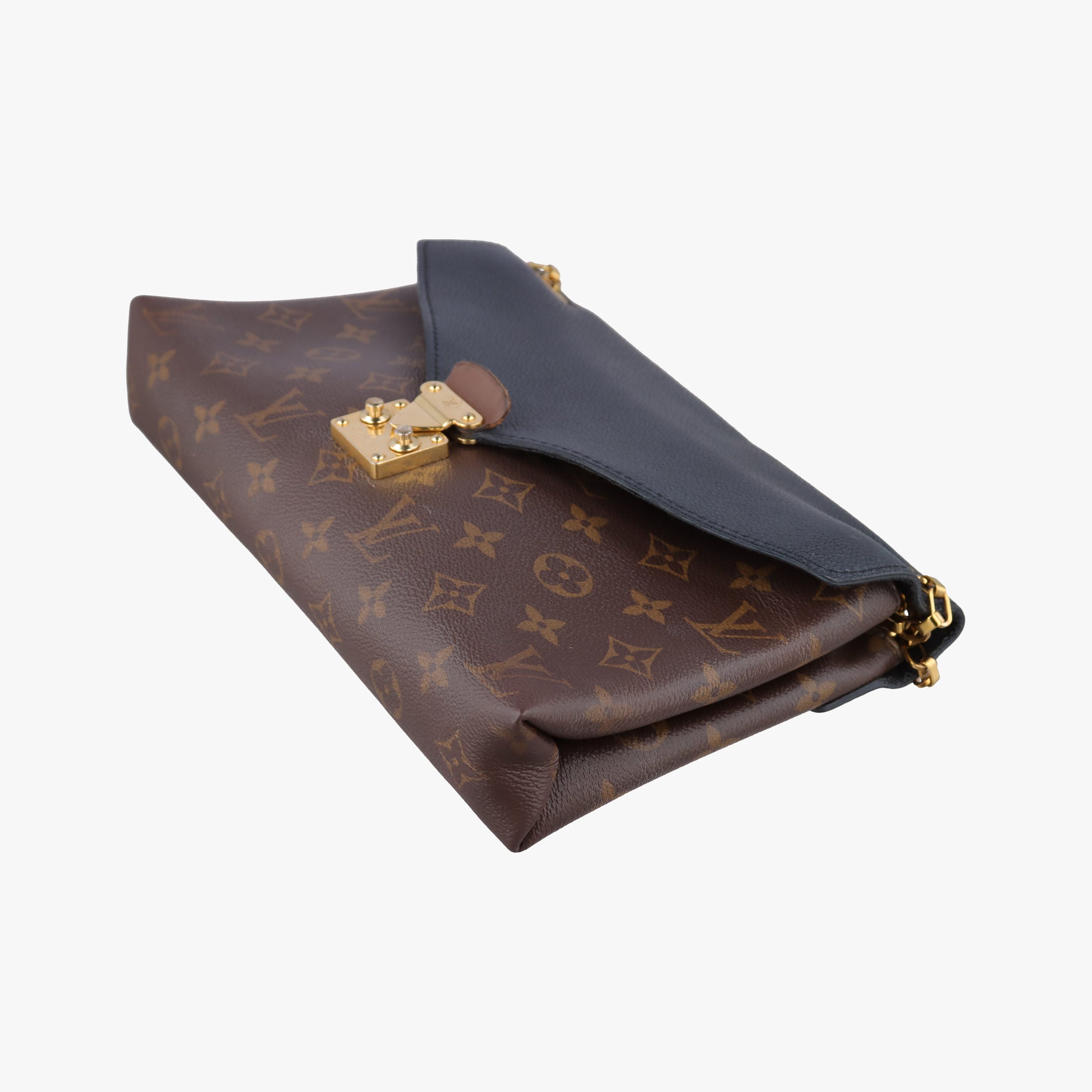Pre-owned Louis Vuitton PALLAS Chain Brown×Noir Monogram Canvas×calf leather M41223 shoulderbag | stylenewstar