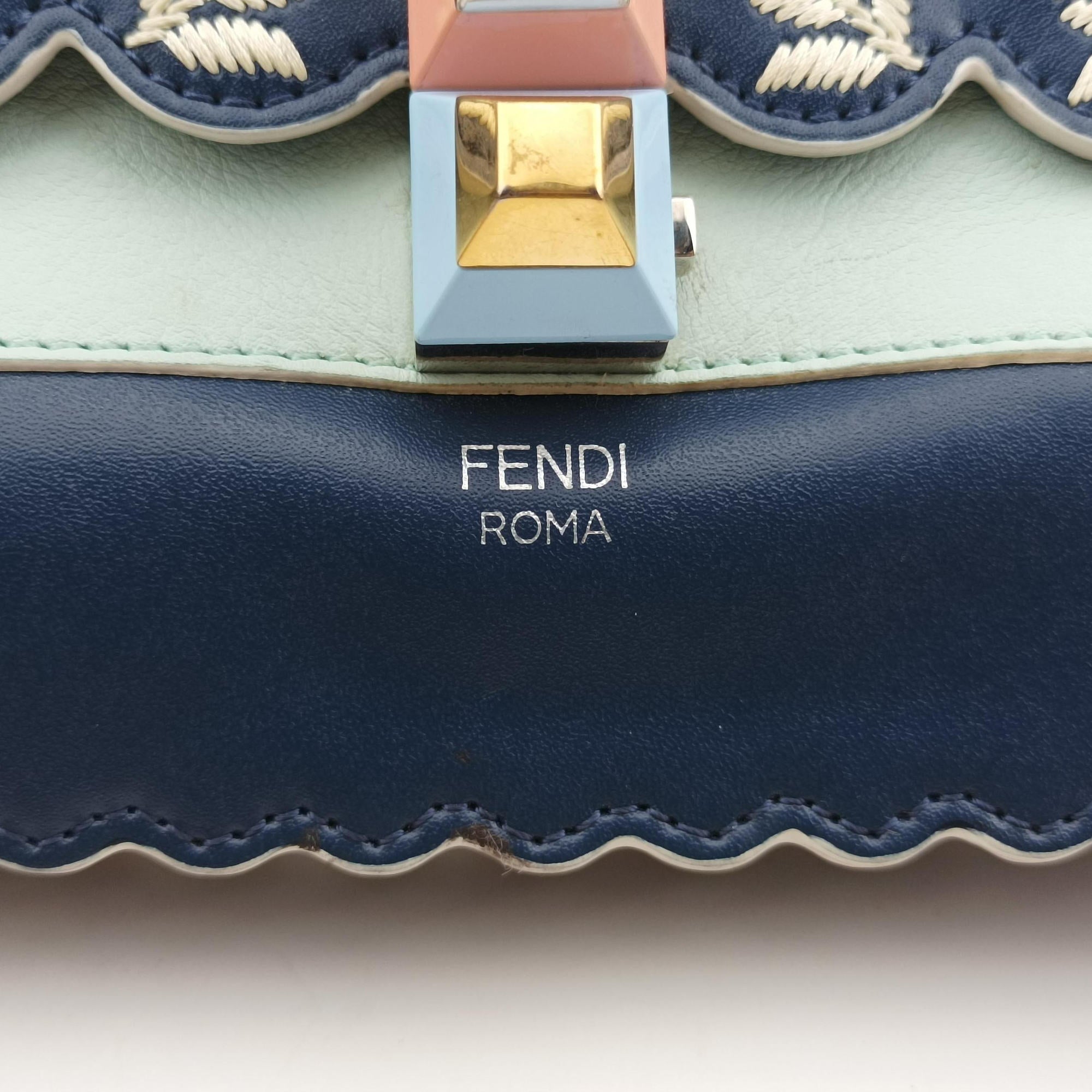 Pre-owned Fendi KAN I Blue×Multicolour Leather 8BT283 shoulderbag | stylenewstar