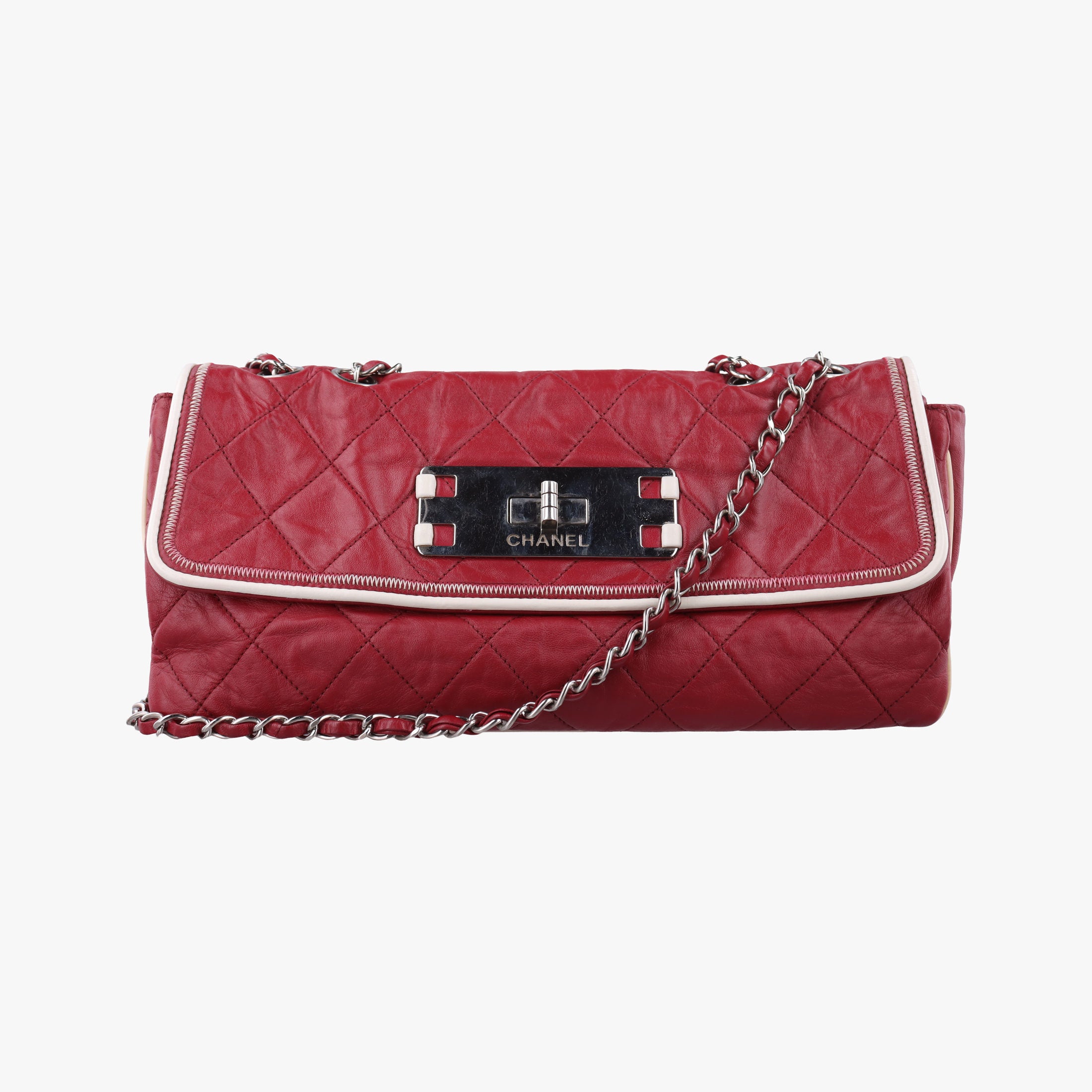 Pre-owned Chanel 2.55East West Red Leather A37691 shoulderbag | stylenewstar