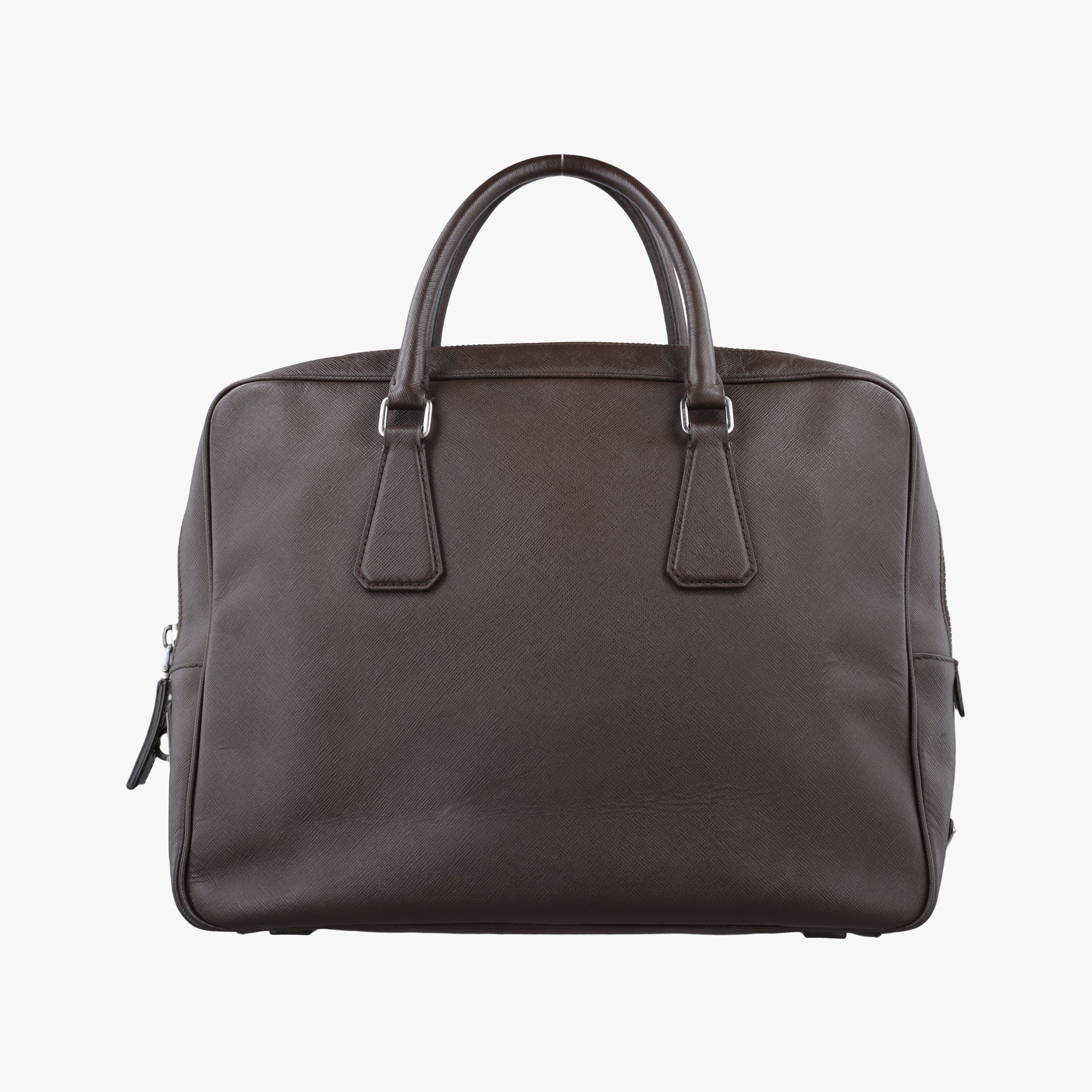 Pre-owned Prada business bag briefcase Brown SAFFIANO Leather 2VE363 handbag | stylenewstar