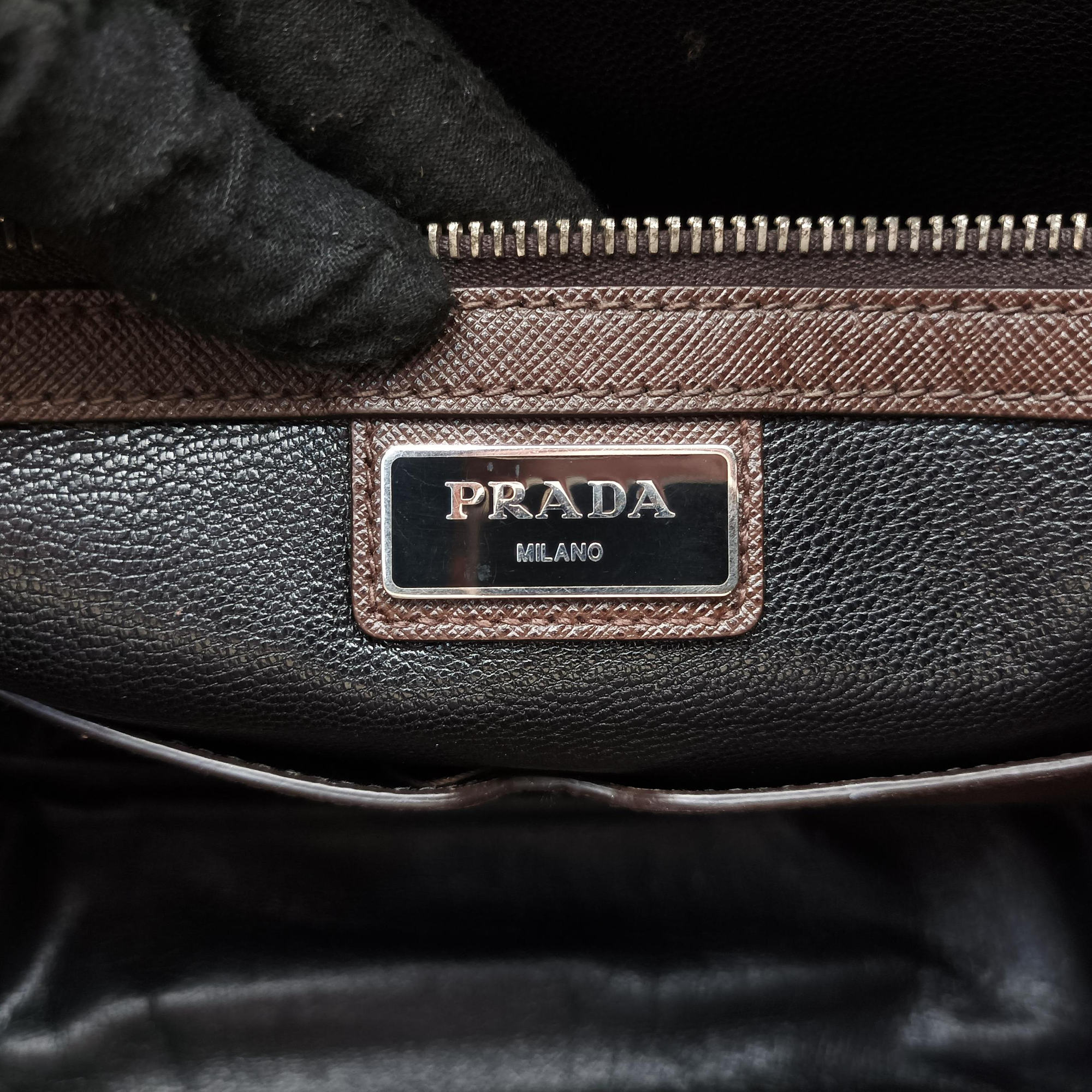 Pre-owned Prada business bag briefcase Brown SAFFIANO Leather 2VE363 handbag | stylenewstar