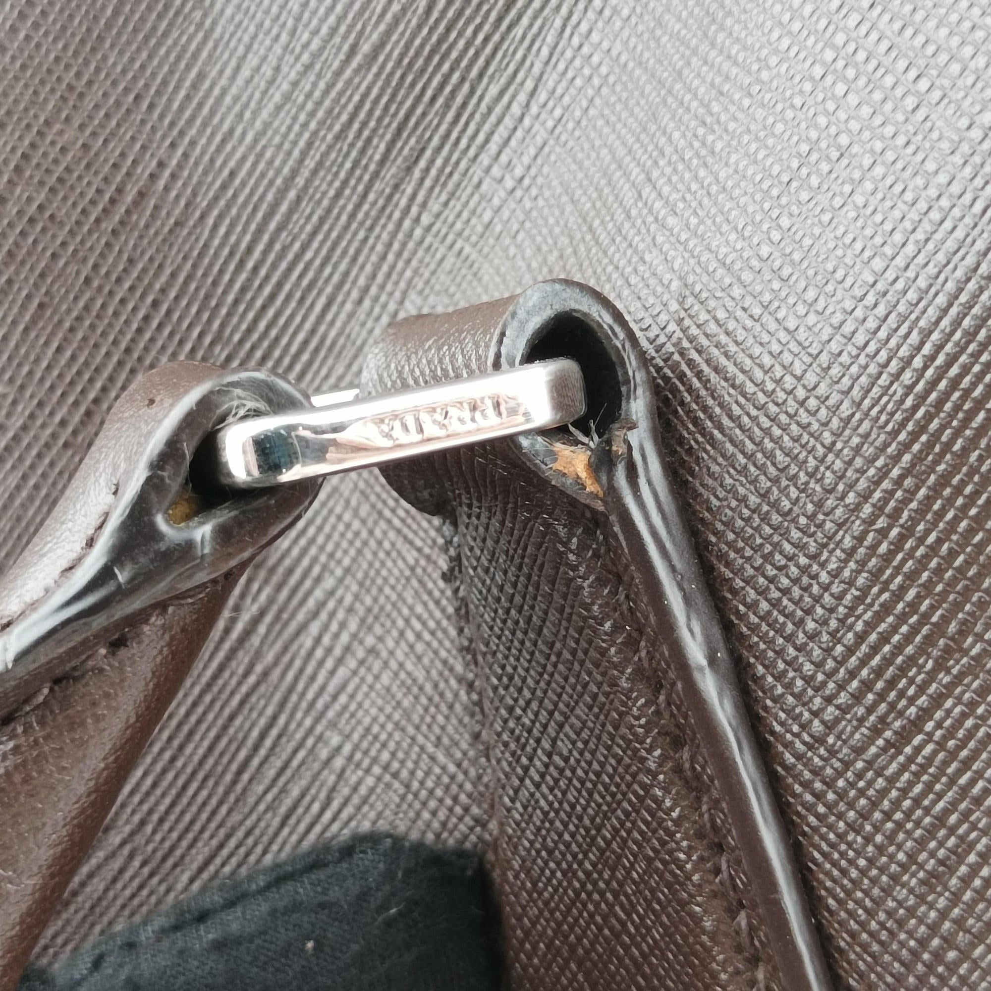 Pre-owned Prada business bag briefcase Brown SAFFIANO Leather 2VE363 handbag | stylenewstar