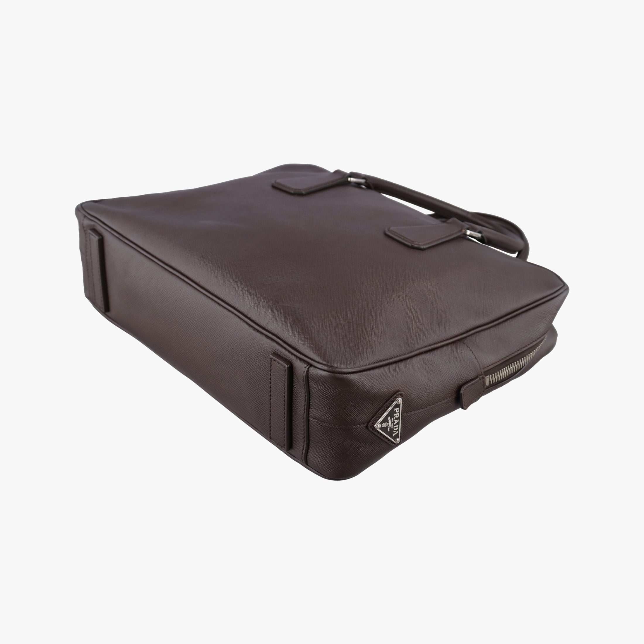 Pre-owned Prada business bag briefcase Brown SAFFIANO Leather 2VE363 handbag | stylenewstar