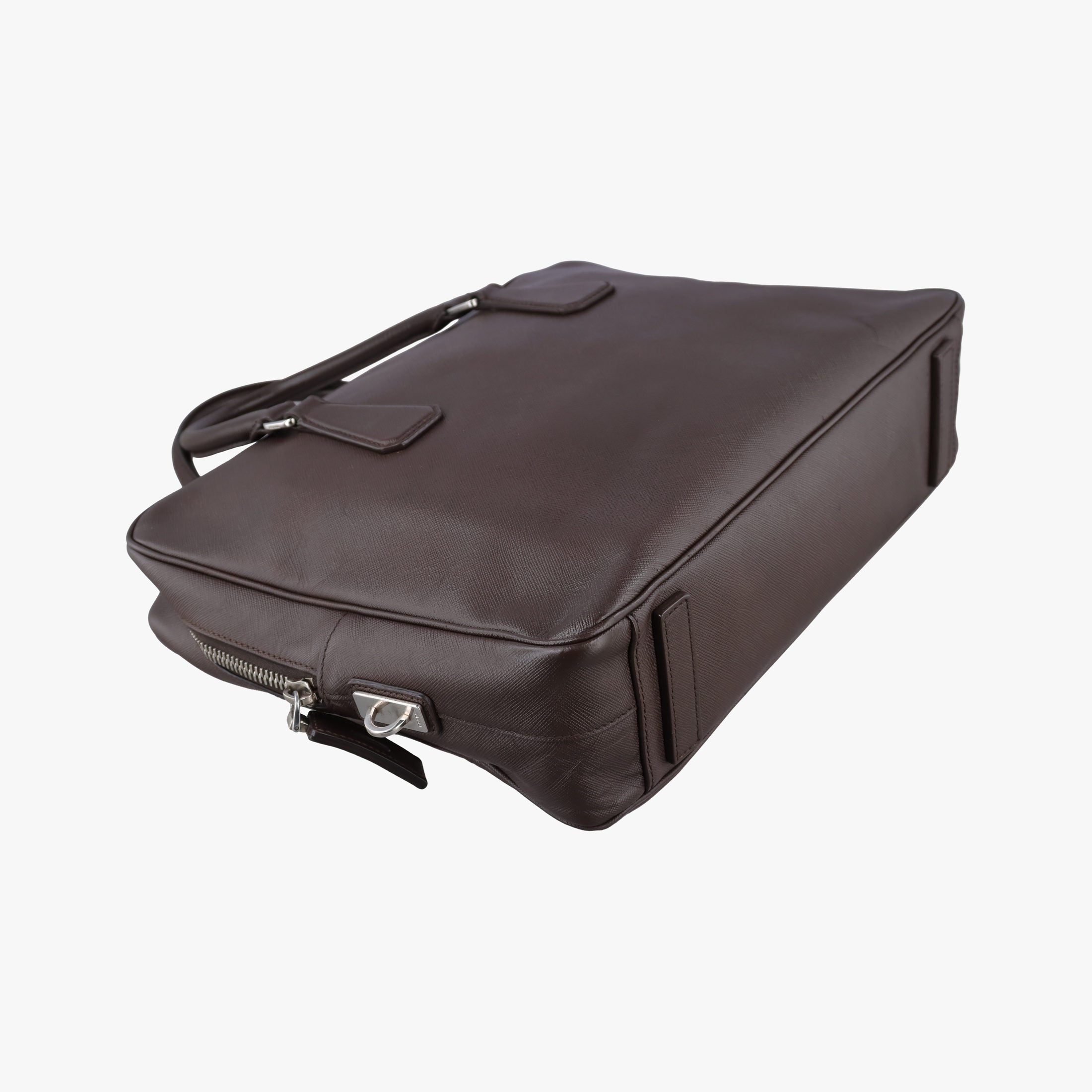 Pre-owned Prada business bag briefcase Brown SAFFIANO Leather 2VE363 handbag | stylenewstar