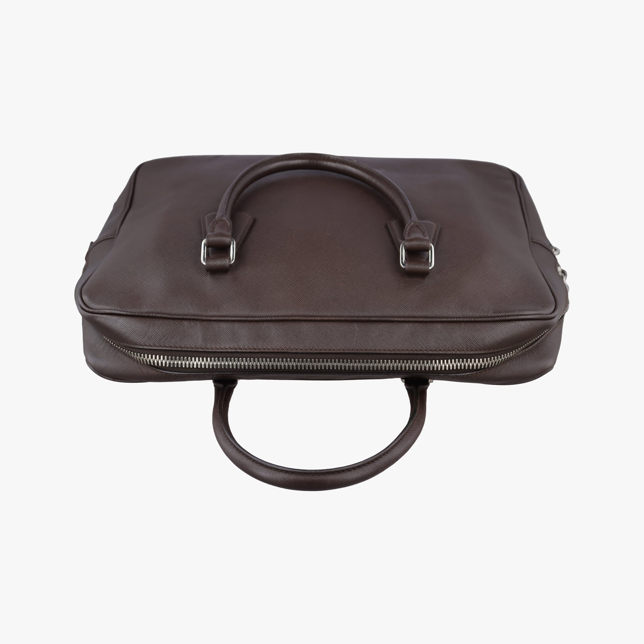 Pre-owned Prada business bag briefcase Brown SAFFIANO Leather 2VE363 handbag | stylenewstar