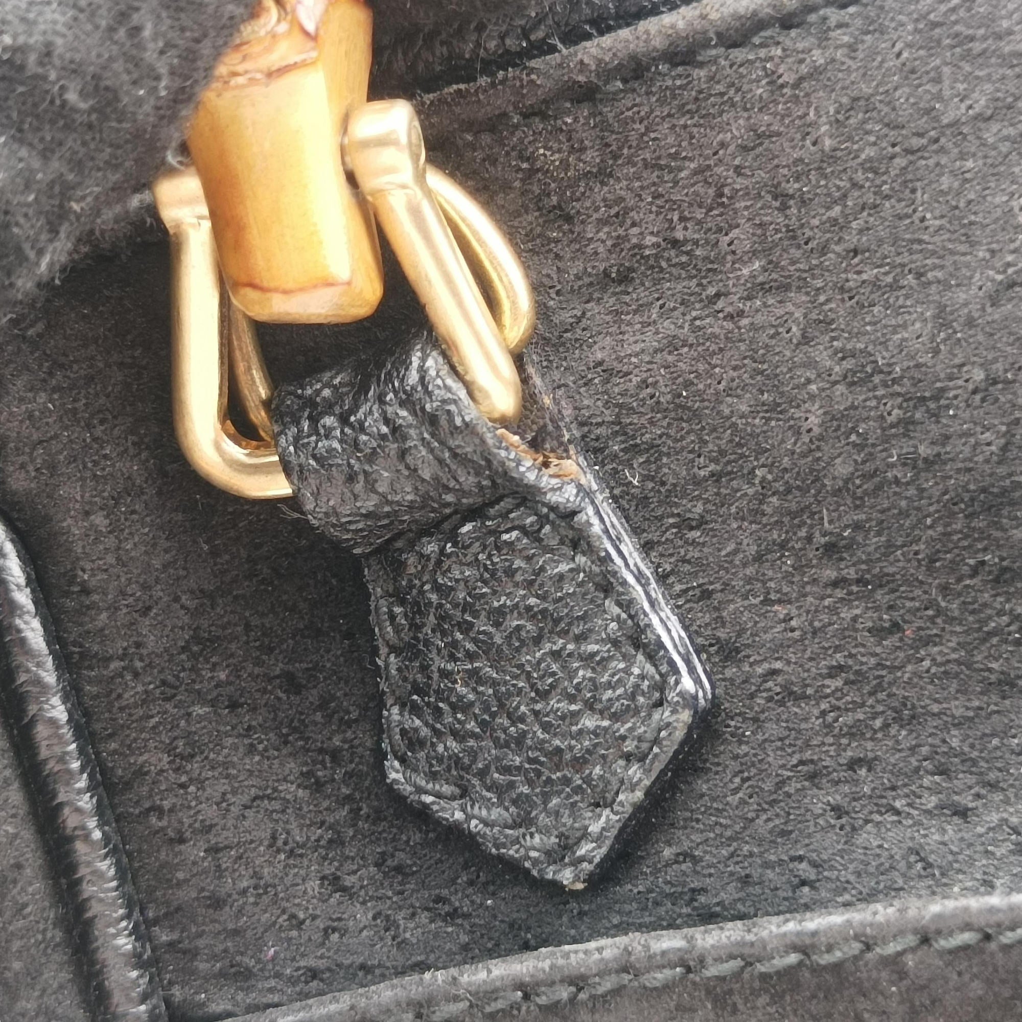 Secondhand Gucci bamboo Black Suede× Leather 007.17 shoulderbag | stylenewstar