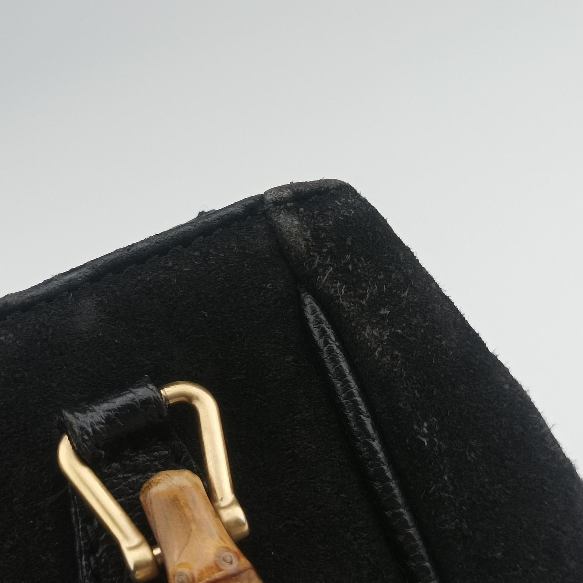 Secondhand Gucci bamboo Black Suede× Leather 007.17 shoulderbag | stylenewstar