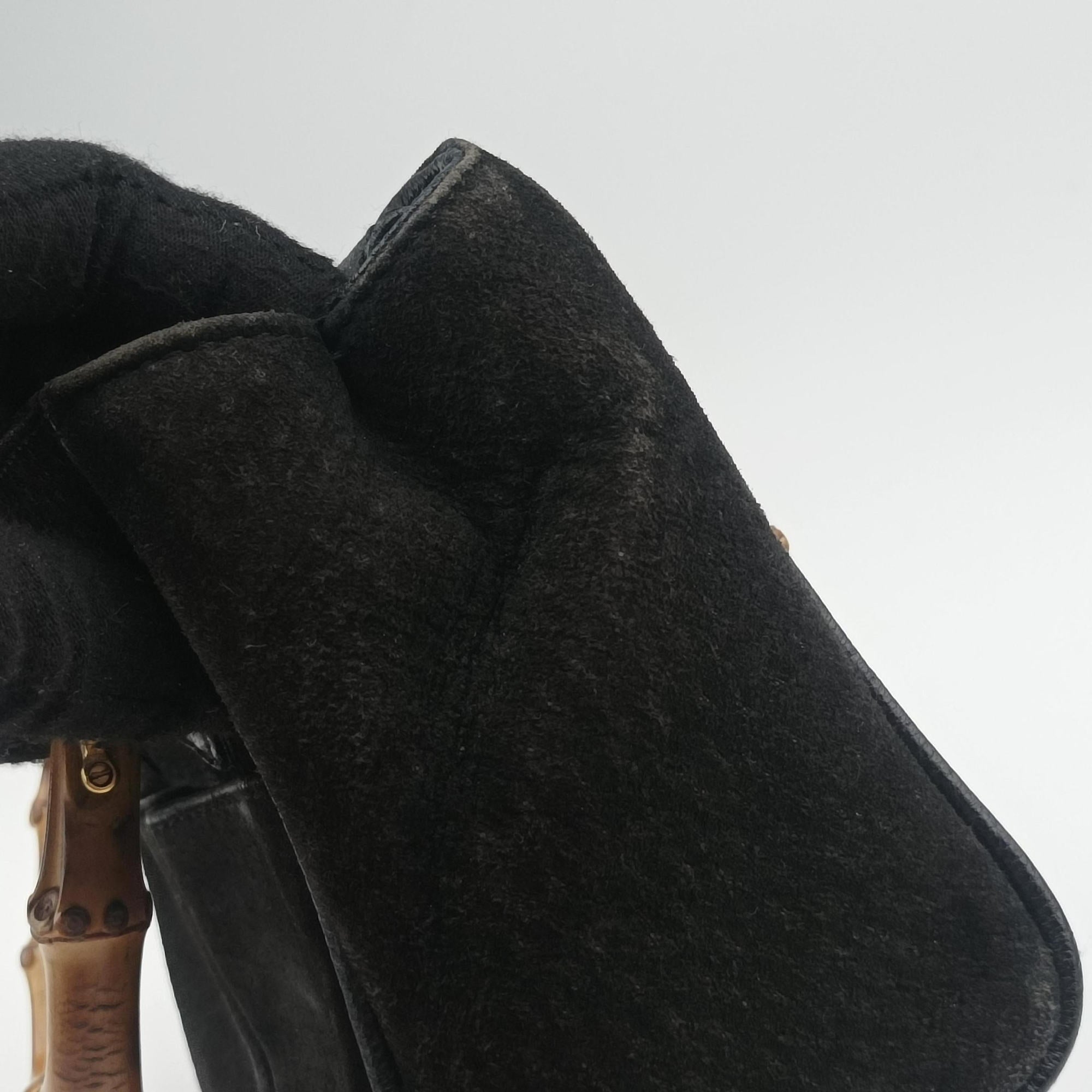 Secondhand Gucci bamboo Black Suede× Leather 007.17 shoulderbag | stylenewstar