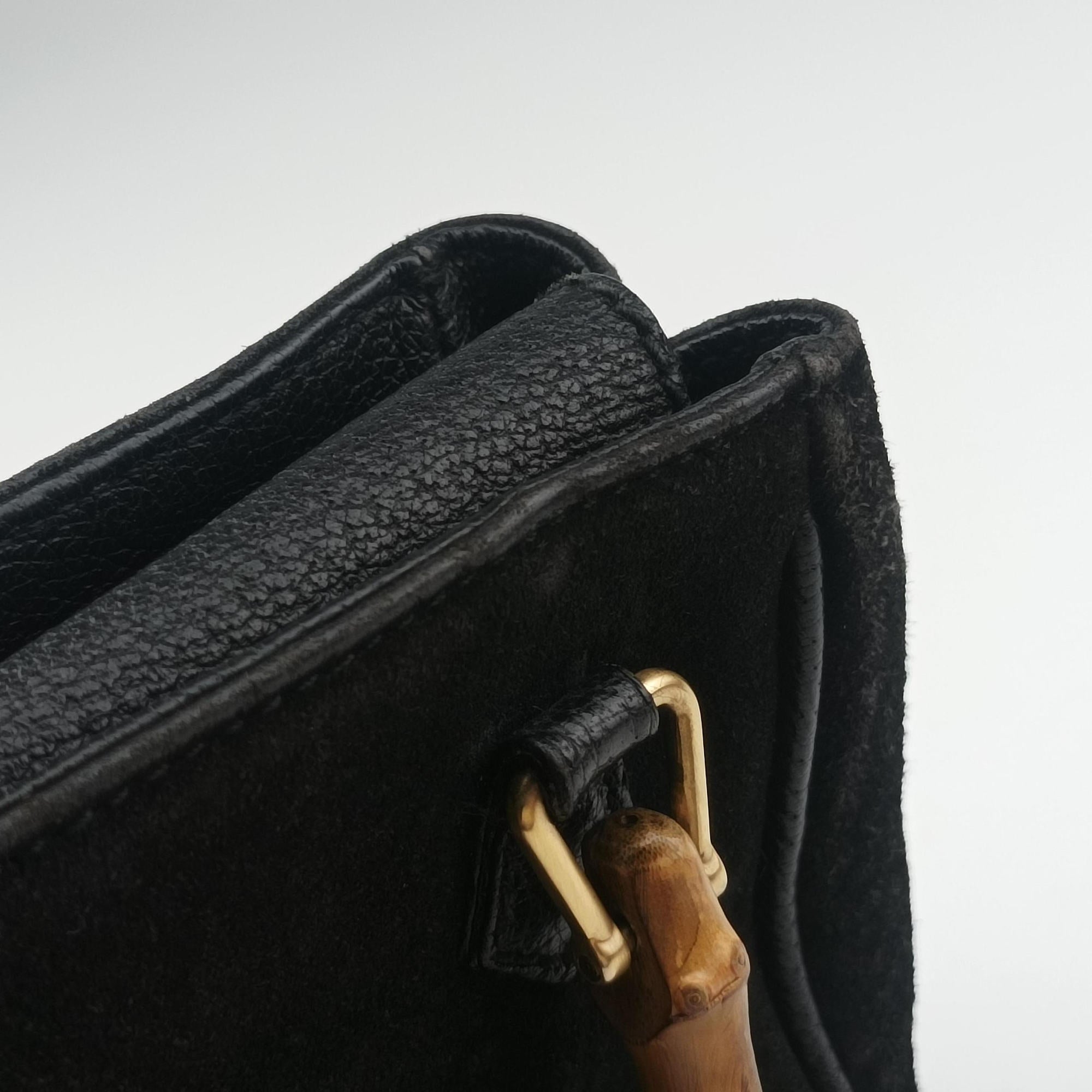 Secondhand Gucci bamboo Black Suede× Leather 007.17 shoulderbag | stylenewstar