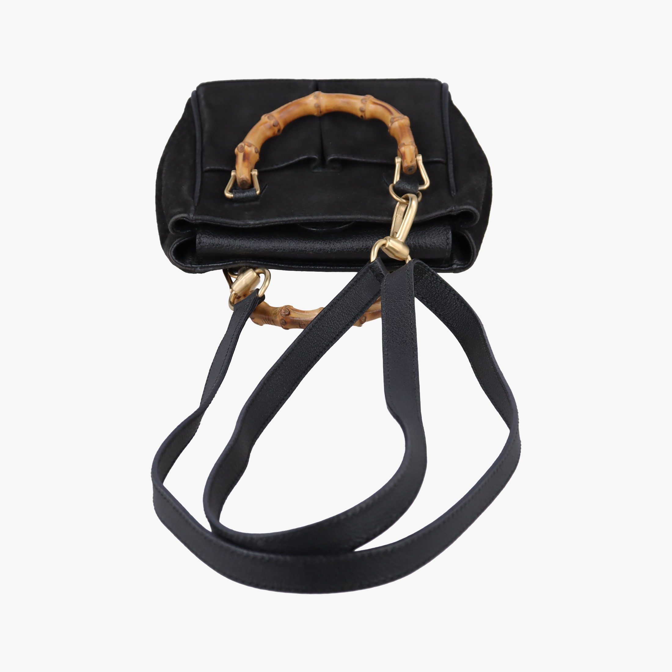 Secondhand Gucci bamboo Black Suede× Leather 007.17 shoulderbag | stylenewstar