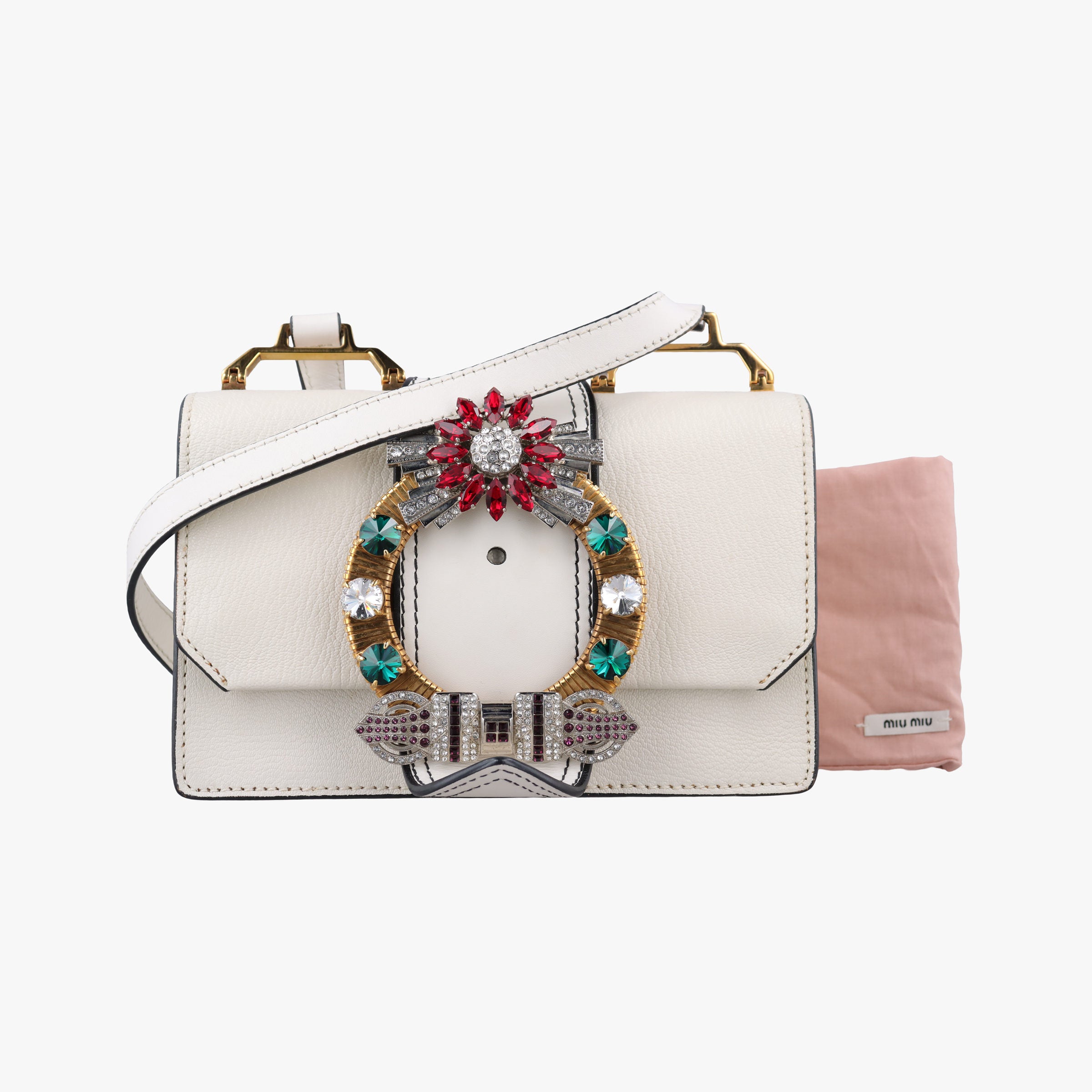 Vintage Miu Miu Miu Lady White Leather  shoulderbag | stylenewstar