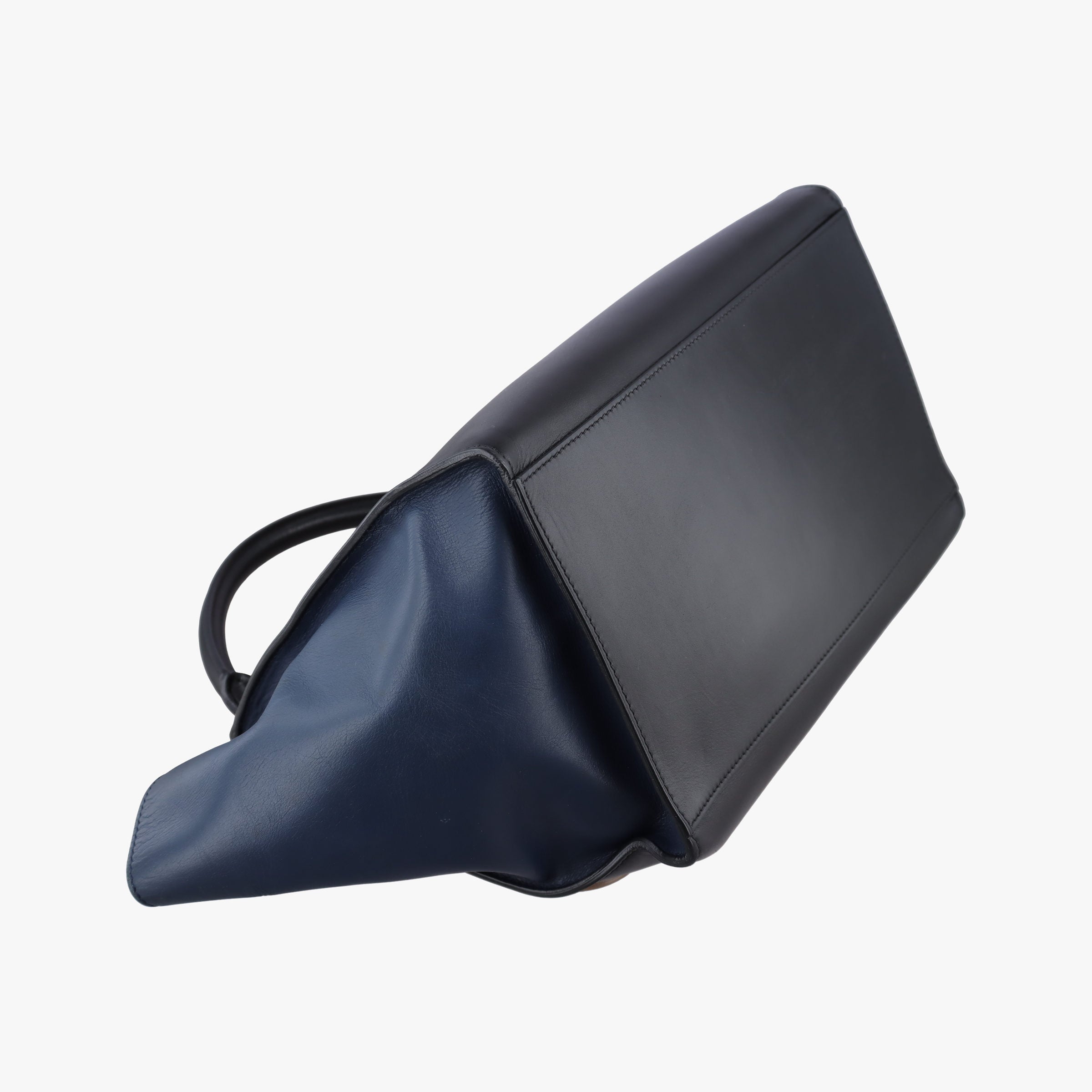 Pre-owned Celine Trapeze Beige×black×blue Suede × leather  shoulderbag | stylenewstar