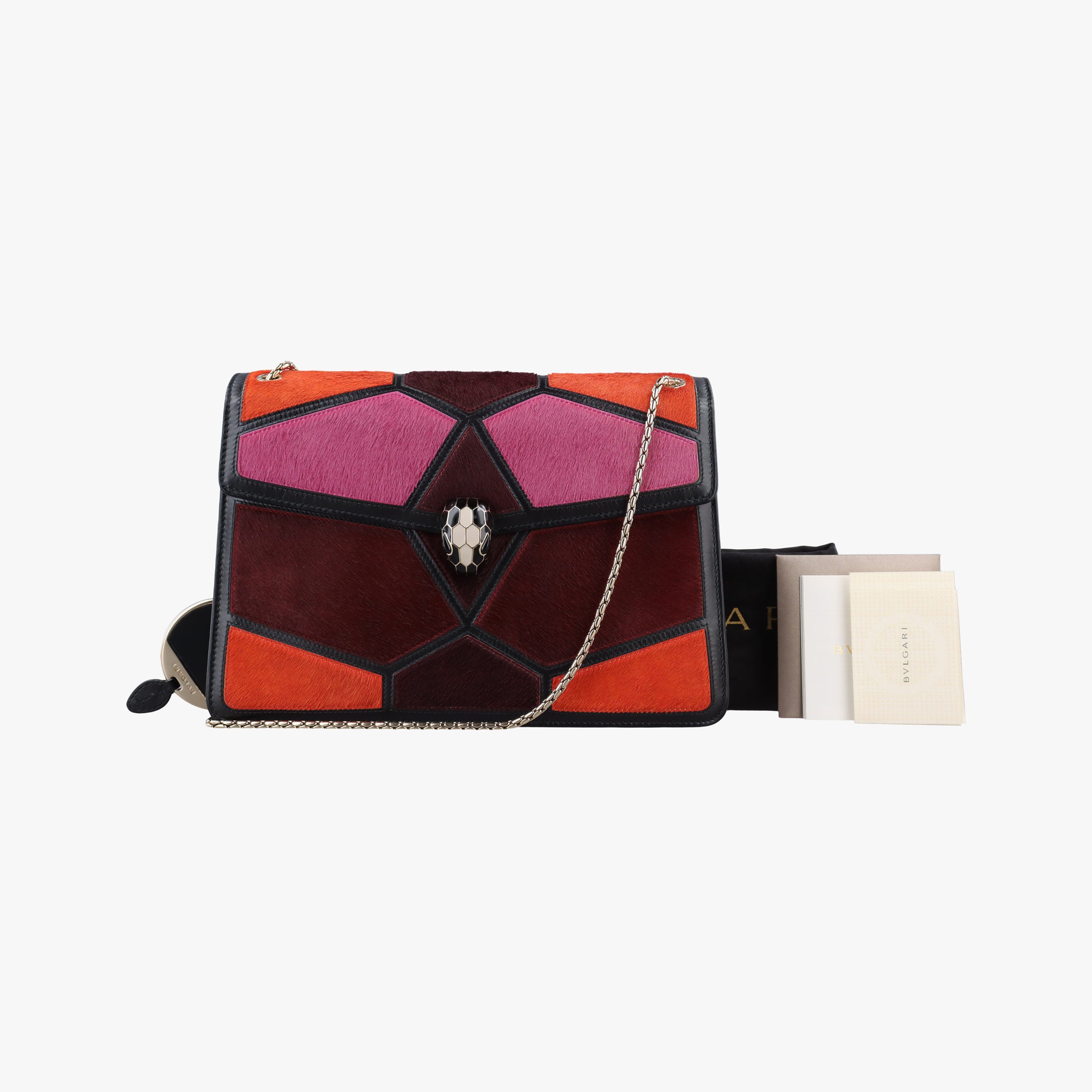 Secondhand Bvlgari Serpenti Orange×Pink×Bordeaux Pony Hair  shoulderbag | stylenewstar