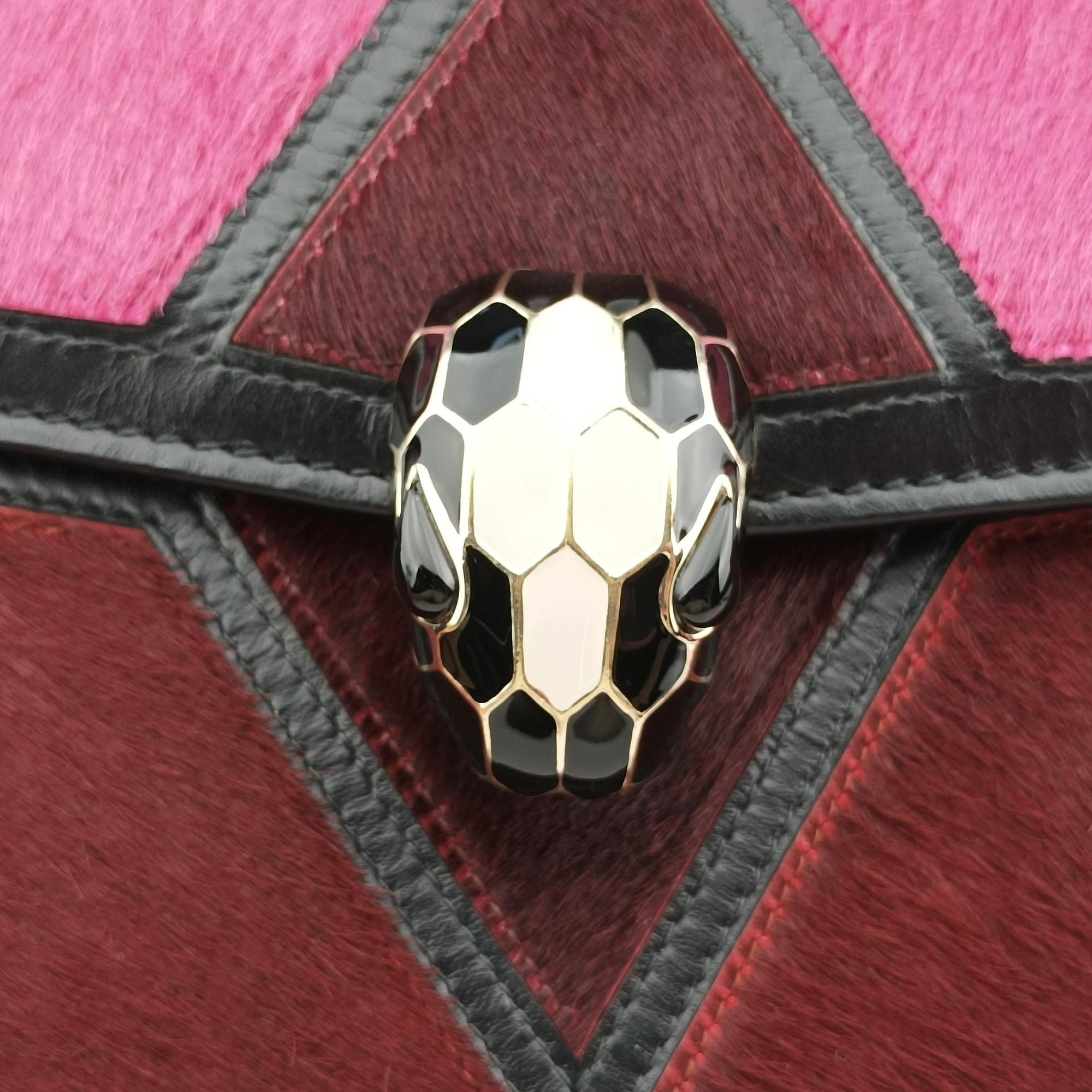 Secondhand Bvlgari Serpenti Orange×Pink×Bordeaux Pony Hair  shoulderbag | stylenewstar