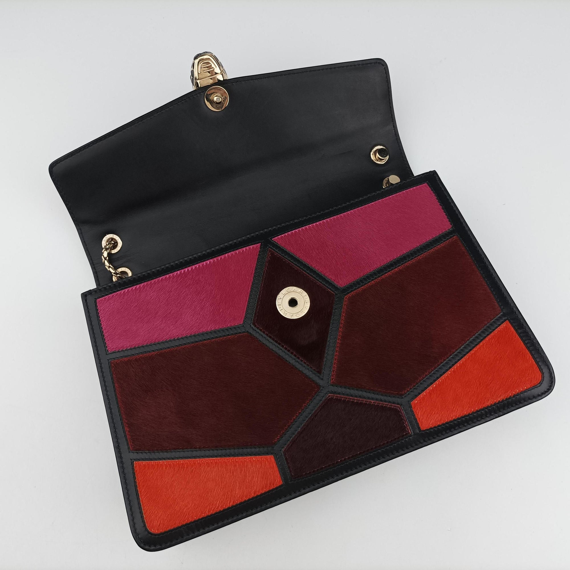 Secondhand Bvlgari Serpenti Orange×Pink×Bordeaux Pony Hair  shoulderbag | stylenewstar