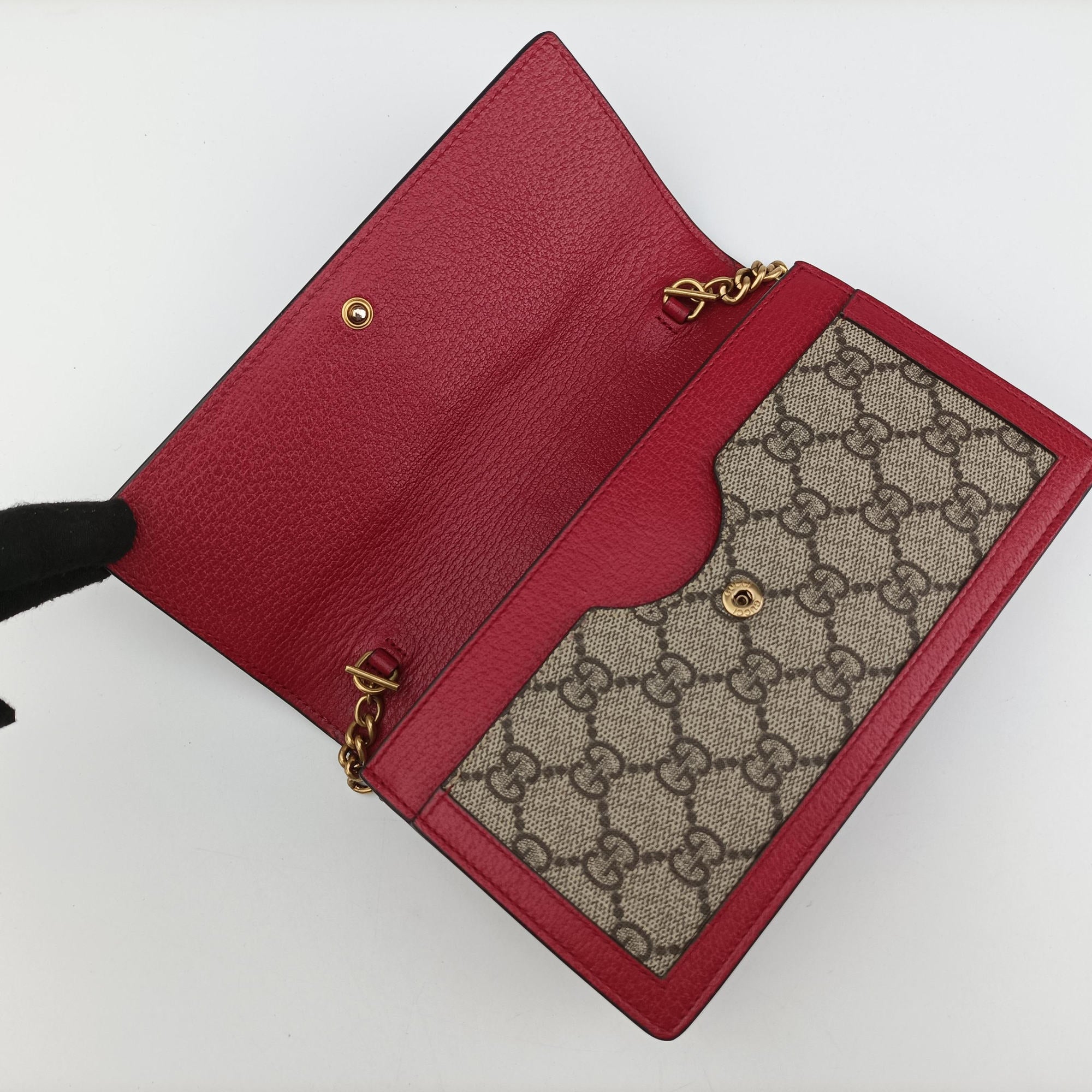 Pre-owned Gucci Queen Margaret Beige×Red×Navy PVC coated canvas×leather 476079 shoulderbag | stylenewstar