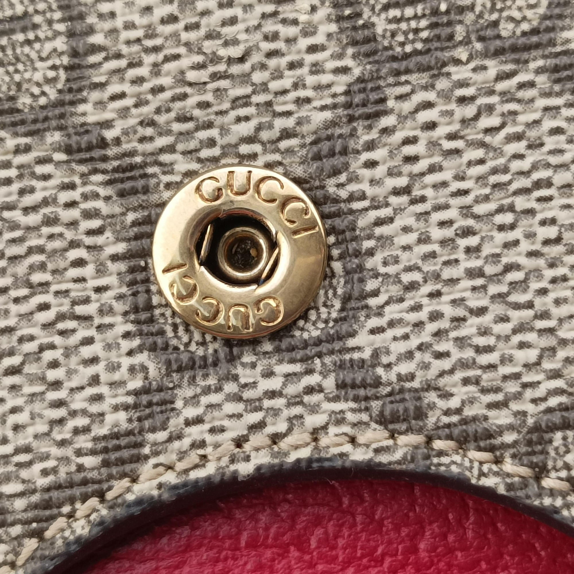 Pre-owned Gucci Queen Margaret Beige×Red×Navy PVC coated canvas×leather 476079 shoulderbag | stylenewstar
