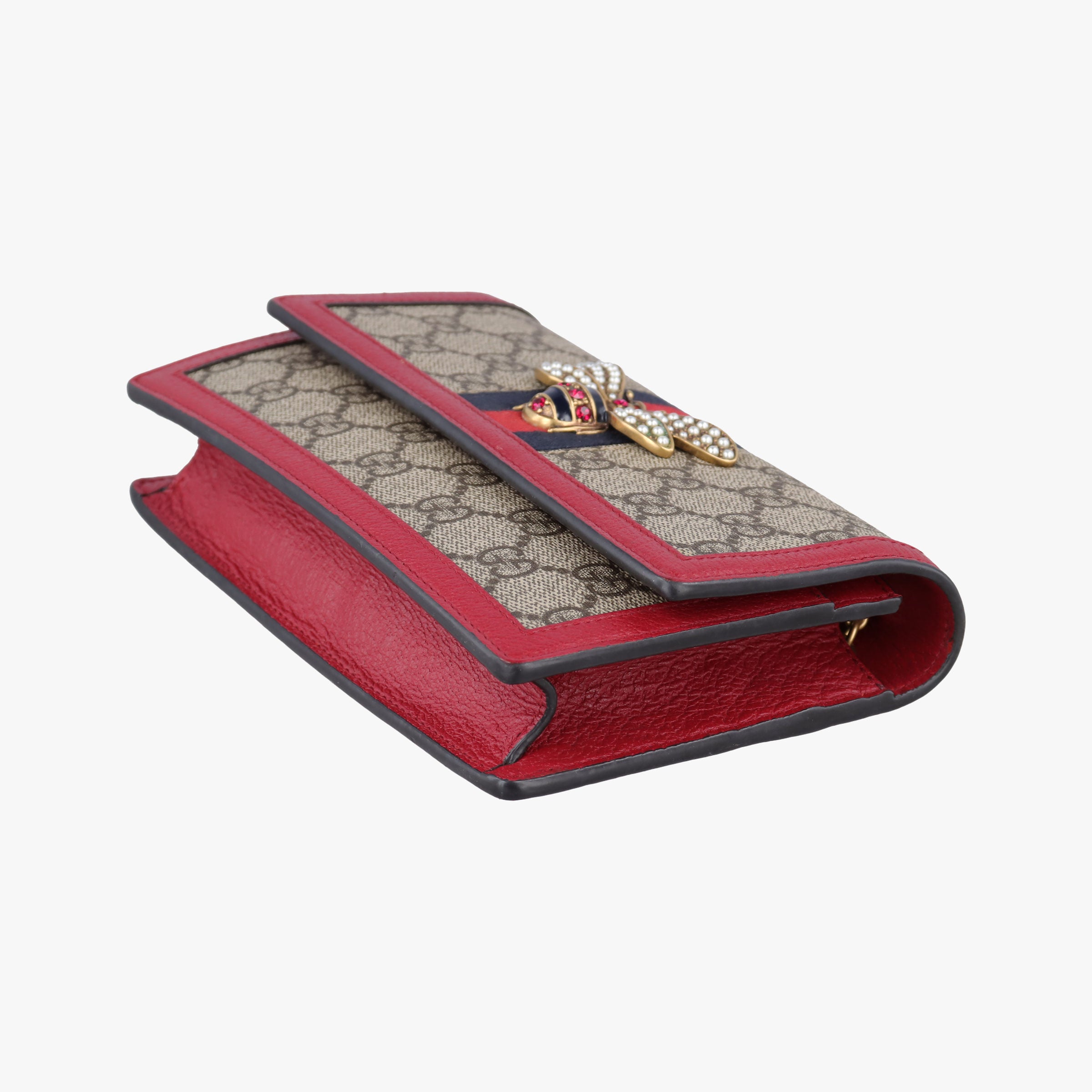 Pre-owned Gucci Queen Margaret Beige×Red×Navy PVC coated canvas×leather 476079 shoulderbag | stylenewstar