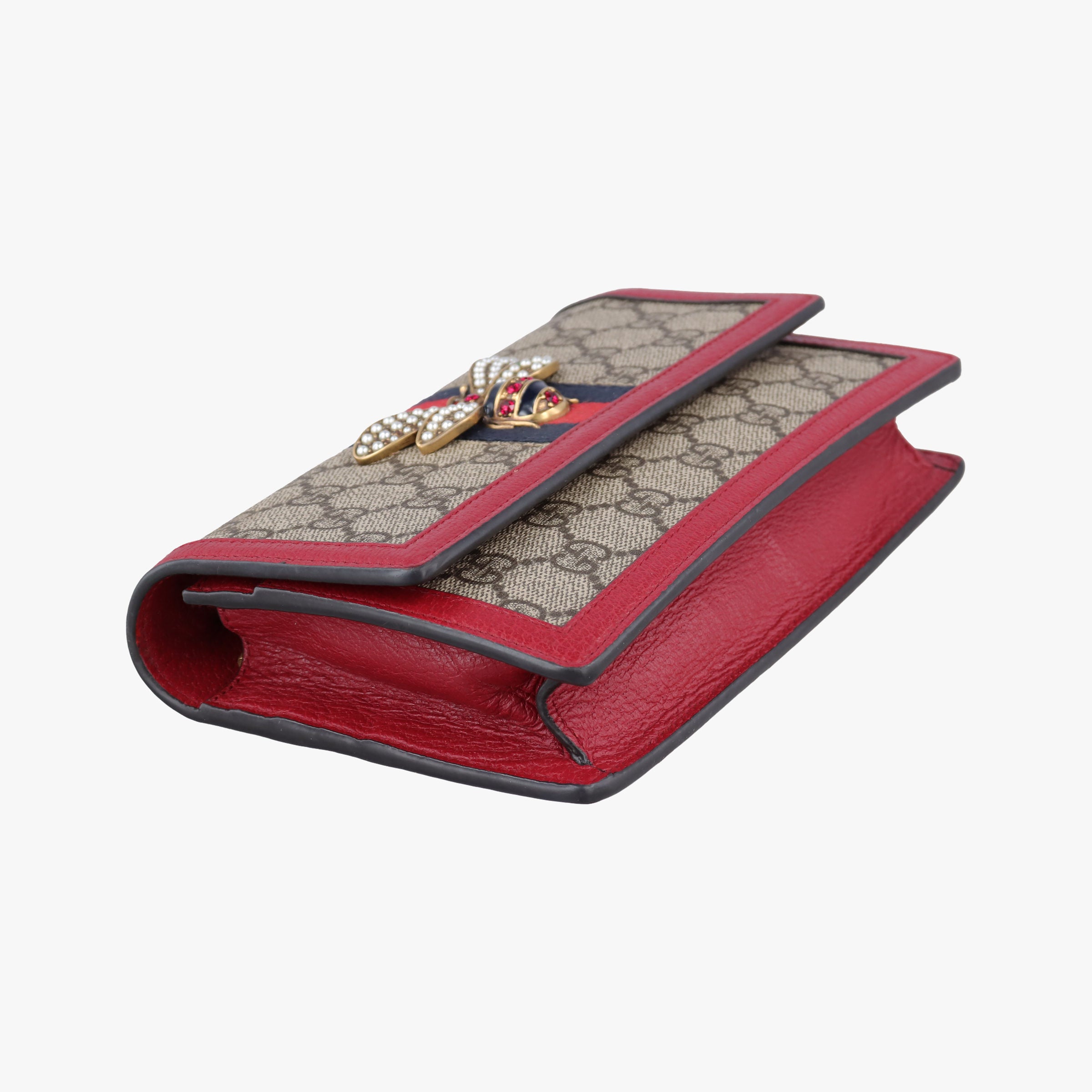 Pre-owned Gucci Queen Margaret Beige×Red×Navy PVC coated canvas×leather 476079 shoulderbag | stylenewstar