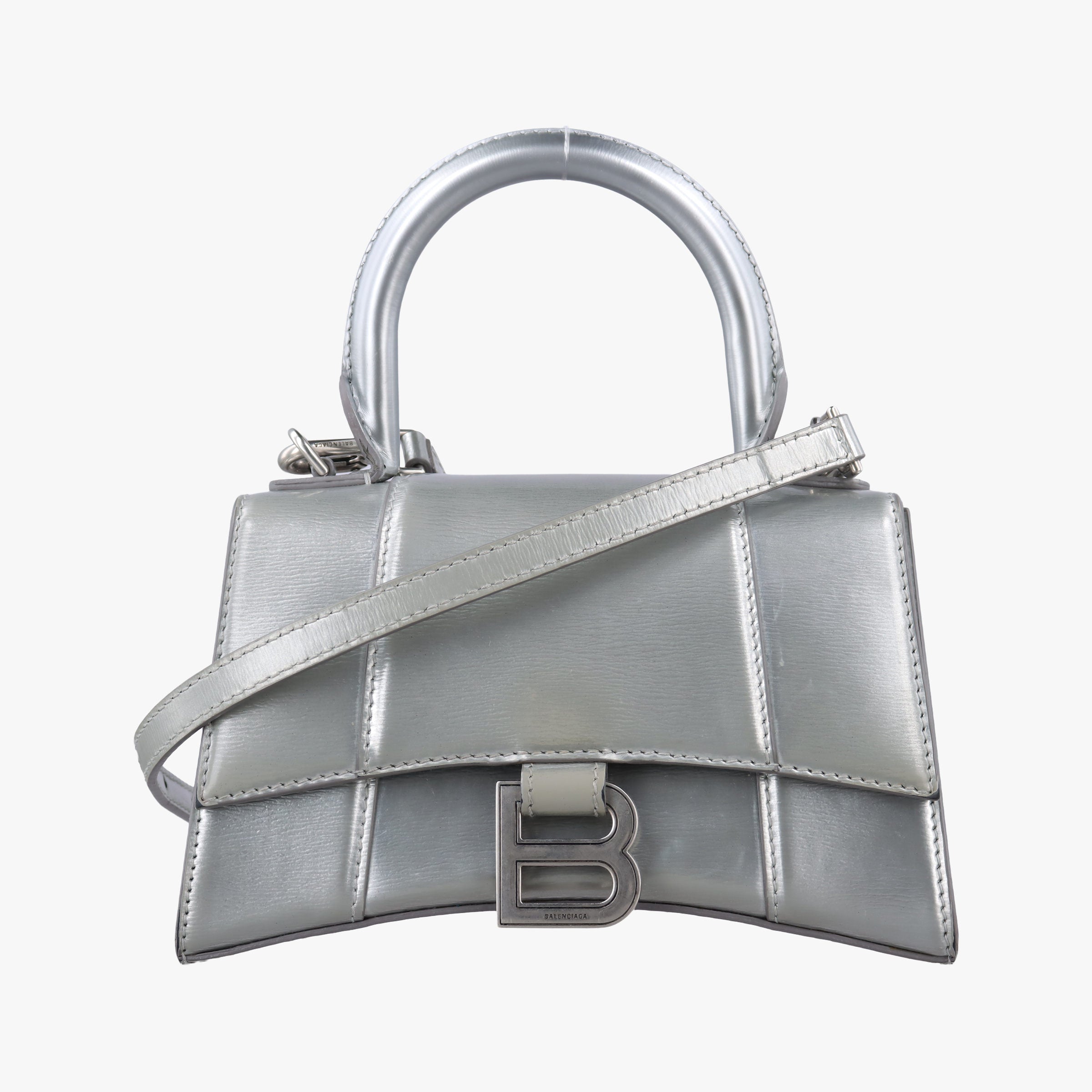Secondhand Balenciaga Hourglass XS Silver leather  shoulderbag | stylenewstar