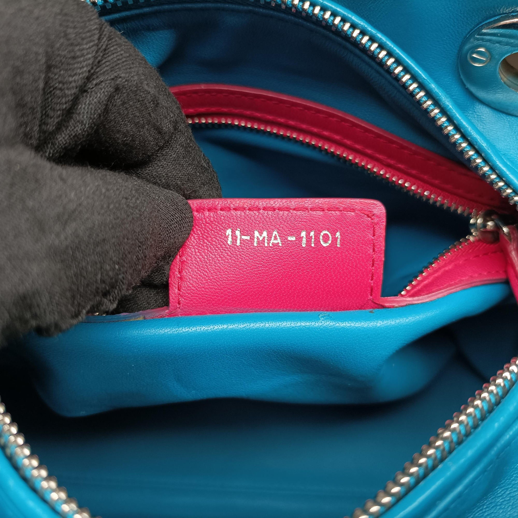 Vintage Christian Dior Lady Dior Navy×Pink×Light Blue lambskin  handbag | stylenewstar