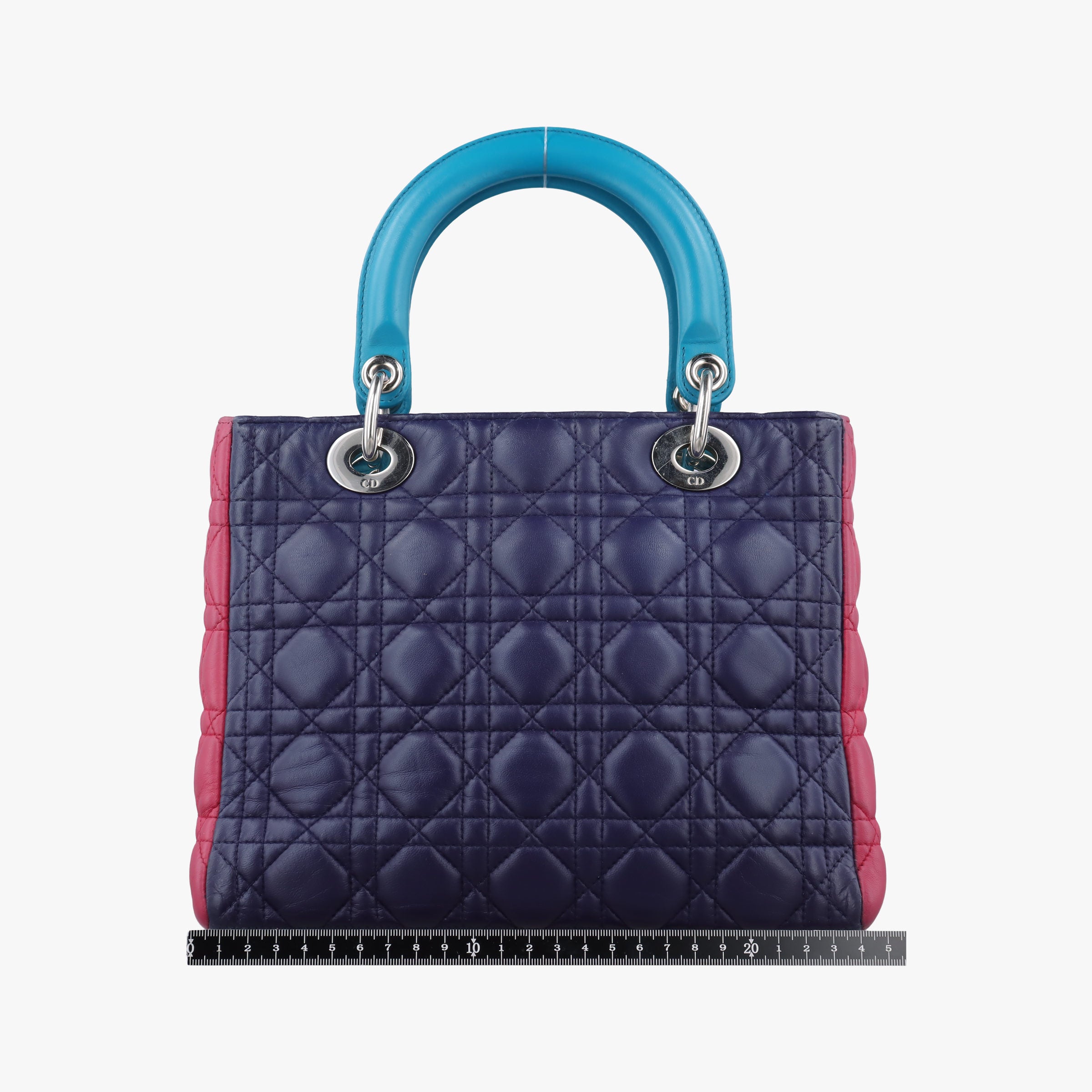Vintage Christian Dior Lady Dior Navy×Pink×Light Blue lambskin  handbag | stylenewstar