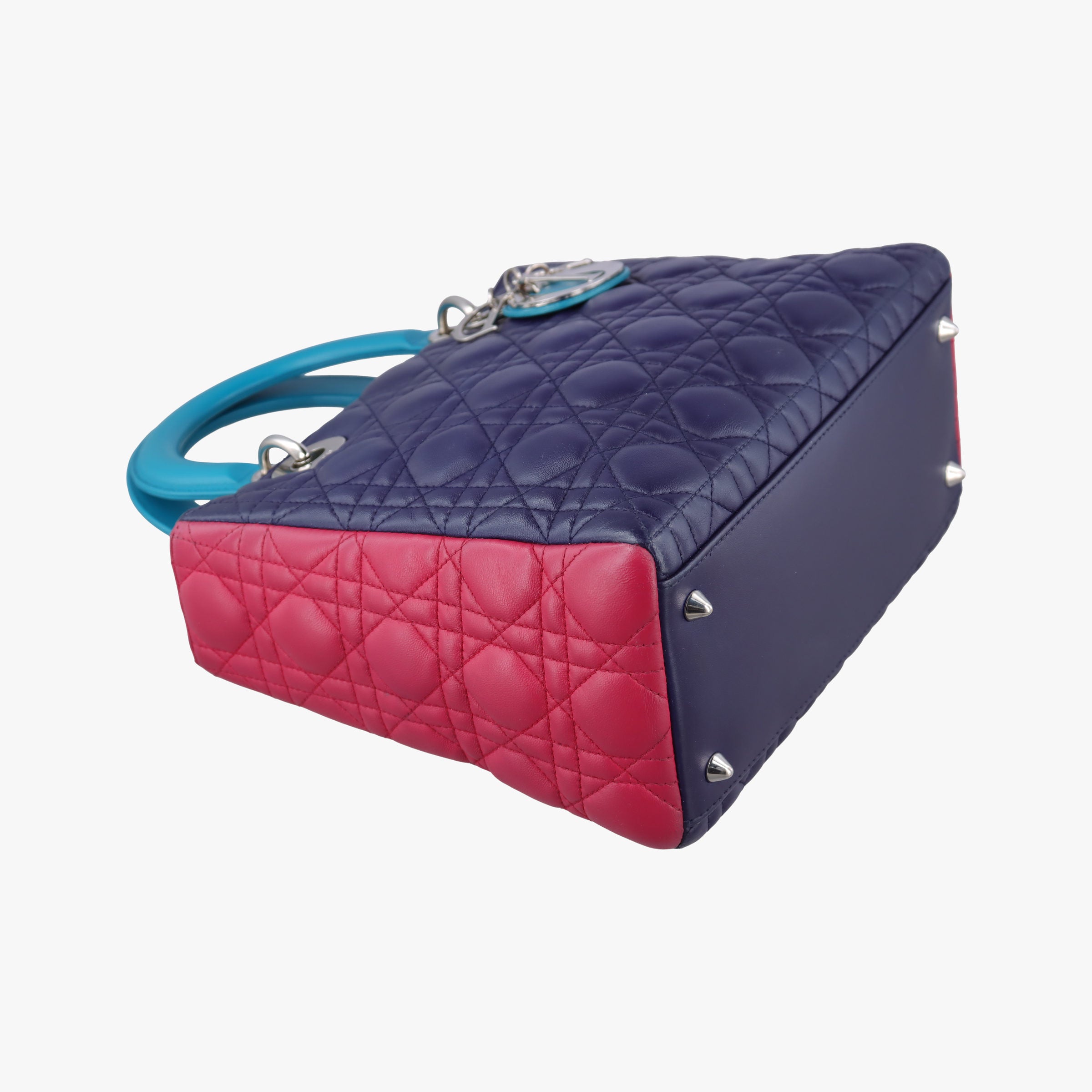 Vintage Christian Dior Lady Dior Navy×Pink×Light Blue lambskin  handbag | stylenewstar